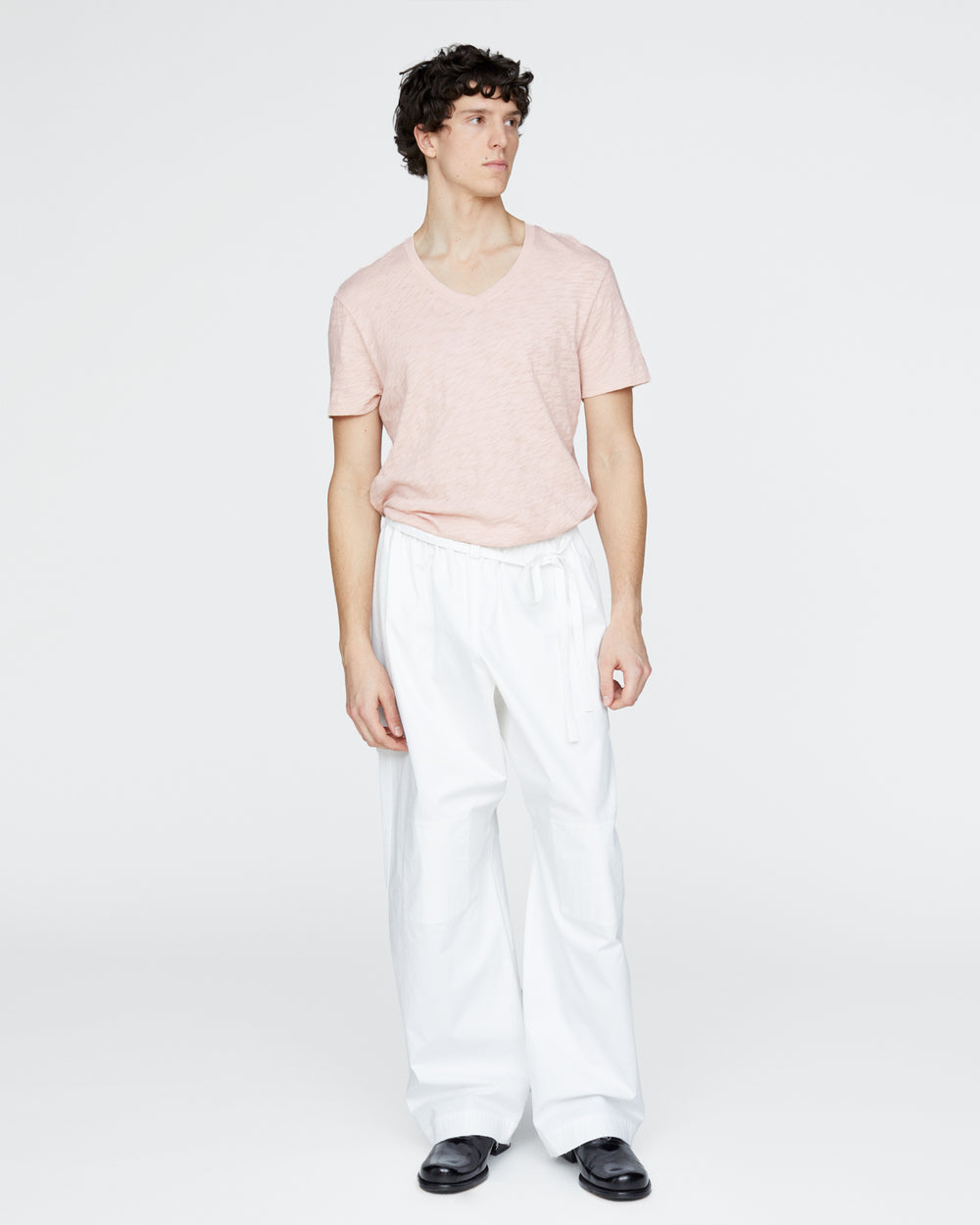 Slub Jersey V-Neck Tee - Faded Rose