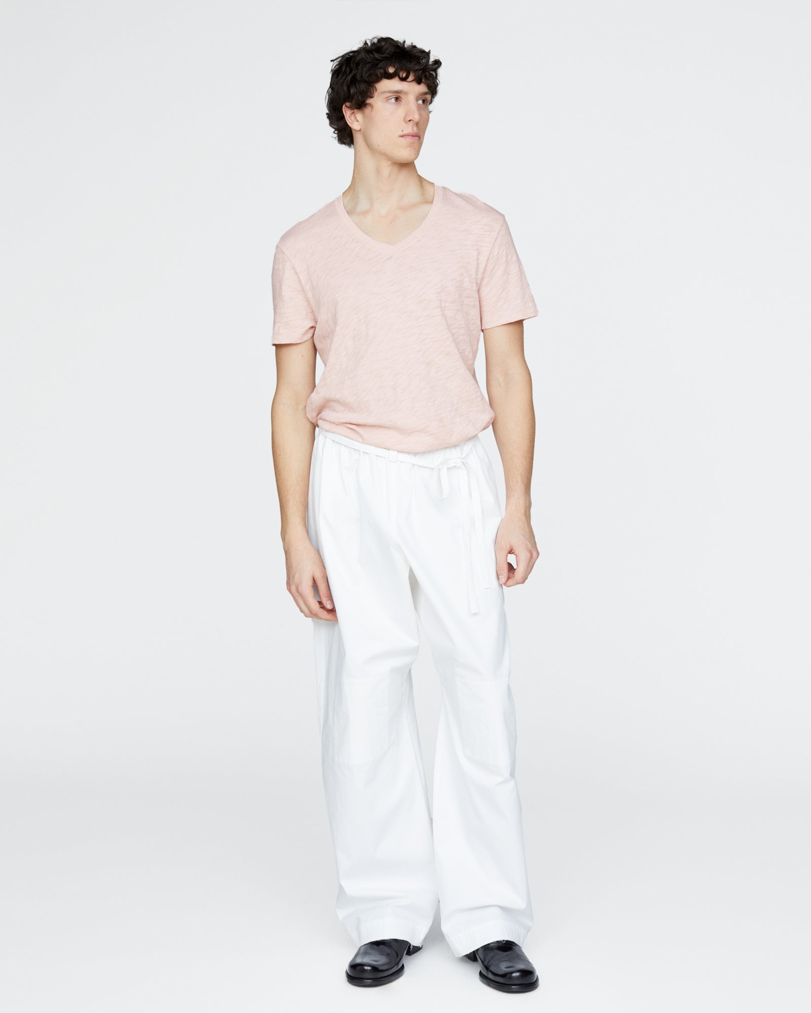 Slub Jersey V-Neck Tee - Faded Rose