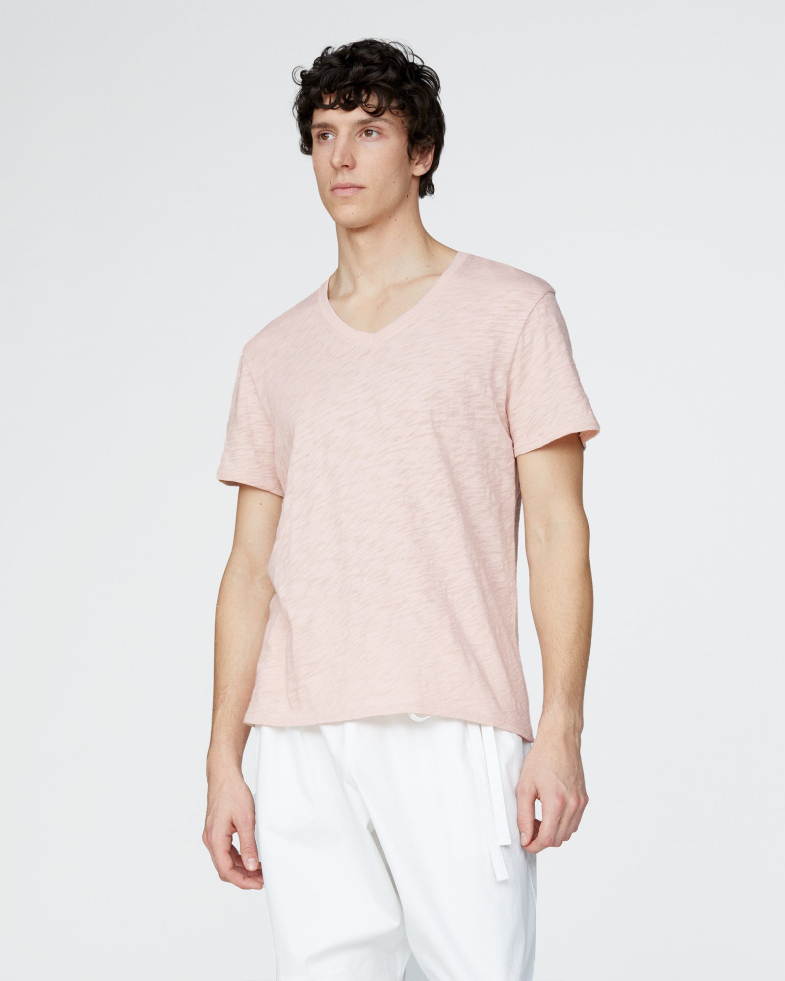 Slub Jersey V-Neck Tee - Faded Rose