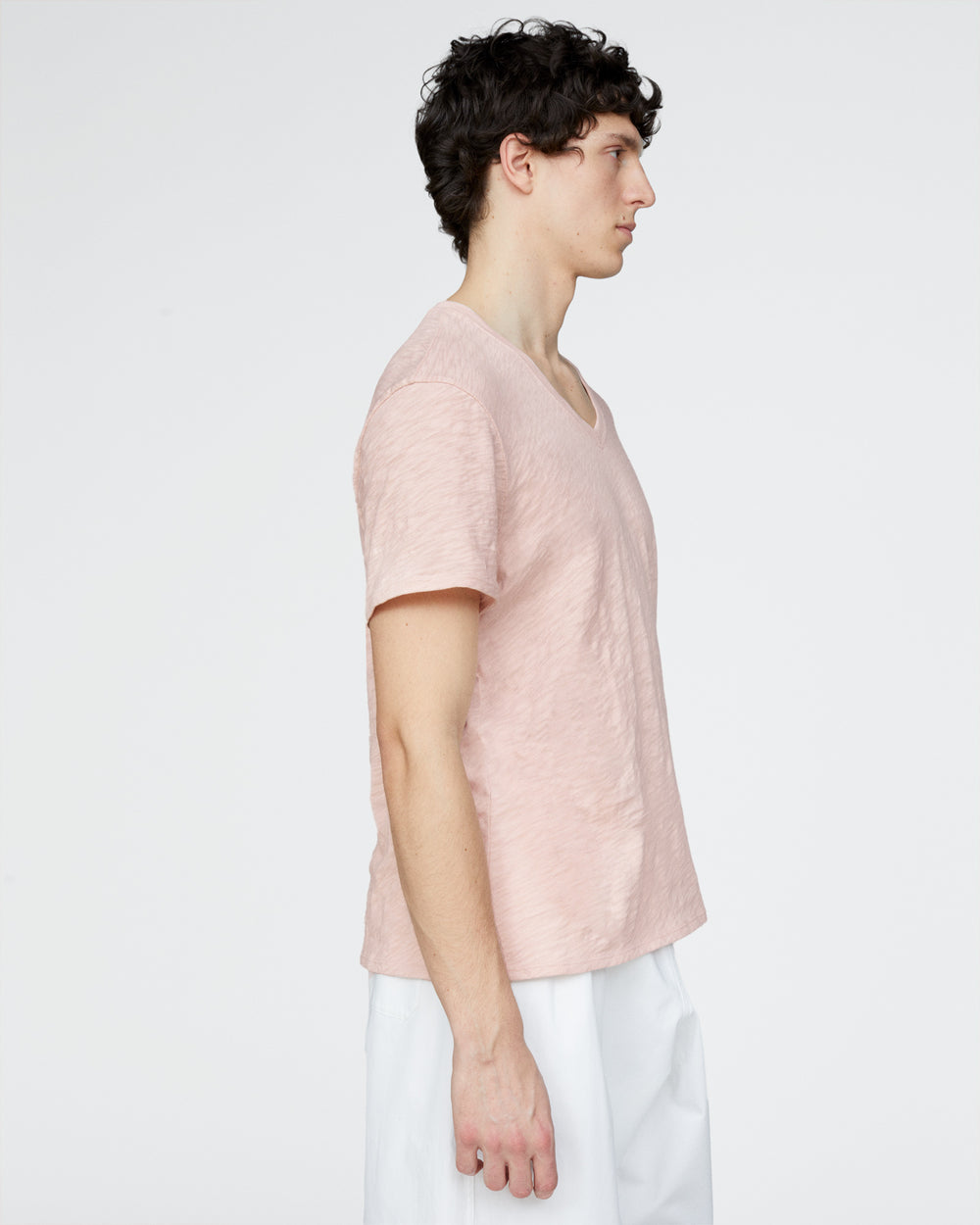 Slub Jersey V-Neck Tee - Faded Rose