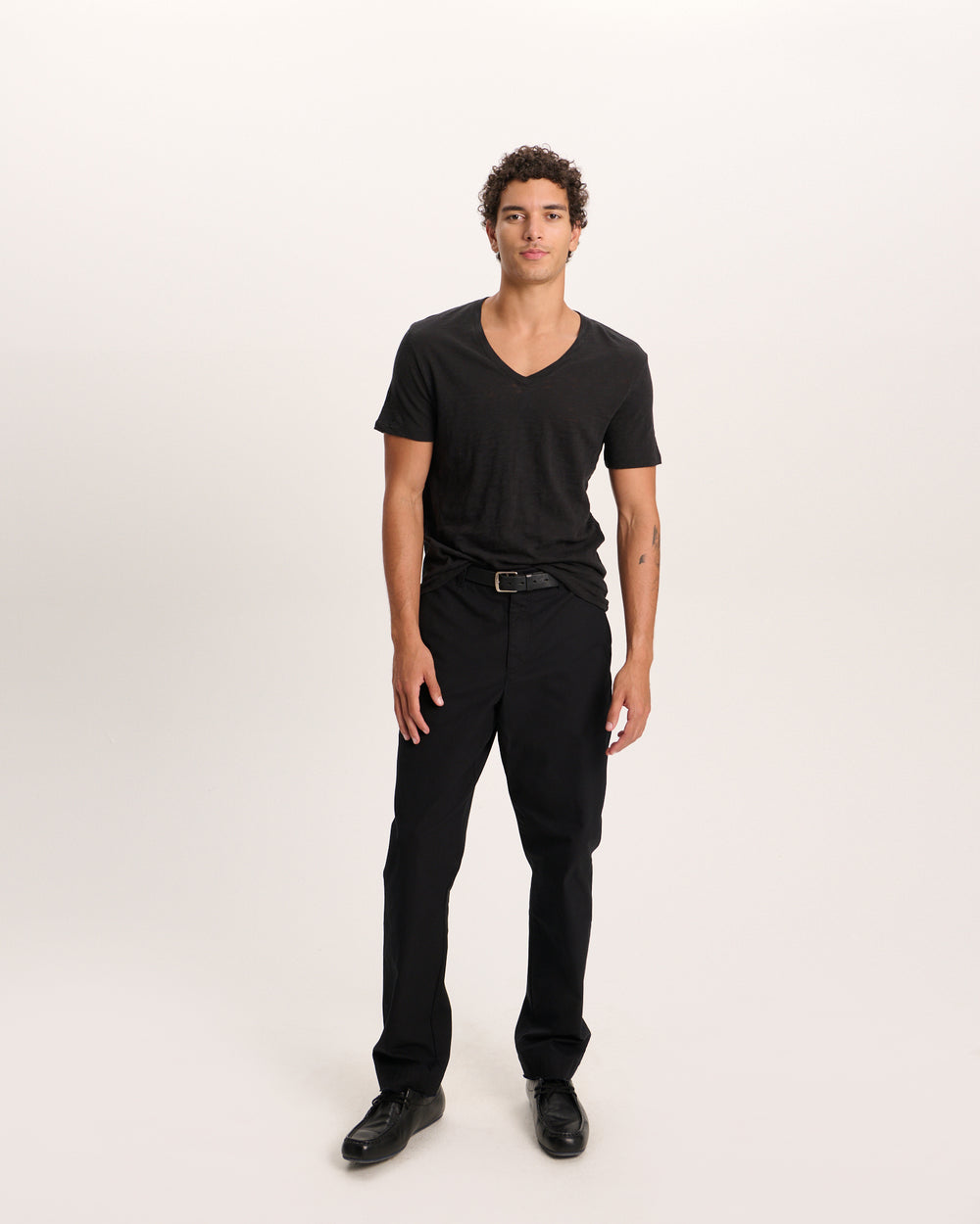 Slub Jersey V-Neck Tee - Black
