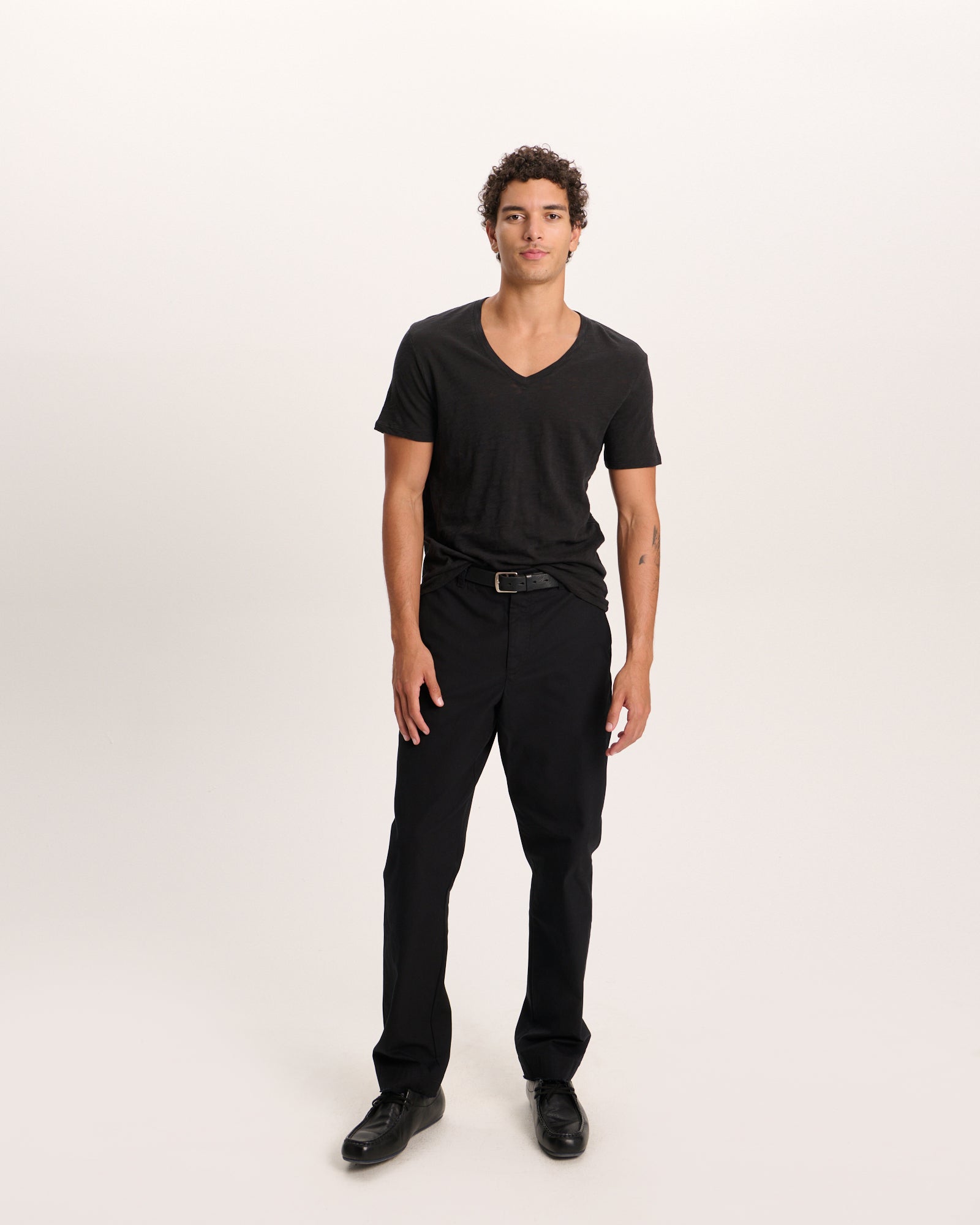 Slub Jersey V-Neck Tee - Black