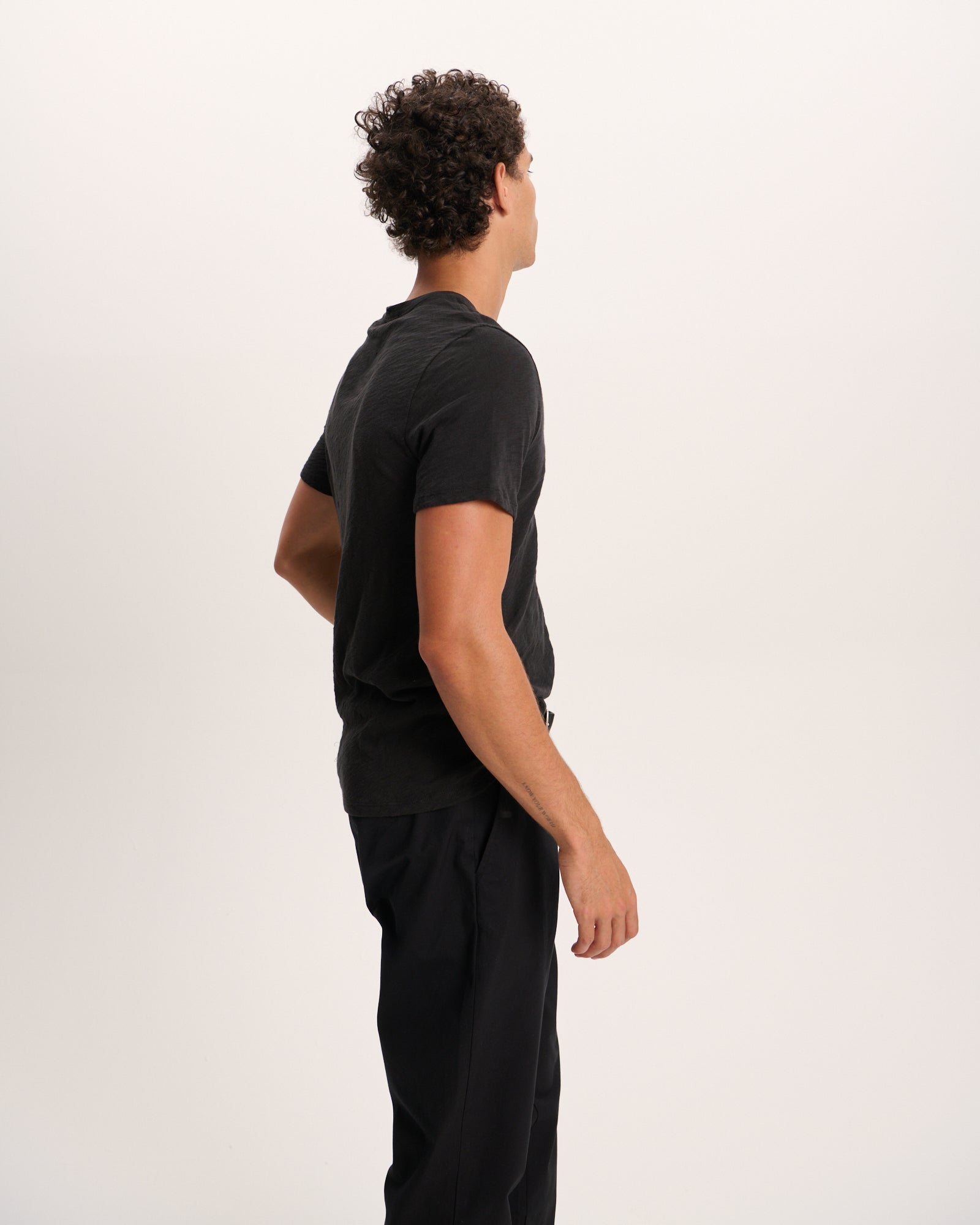 Slub Jersey V-Neck Tee - Black