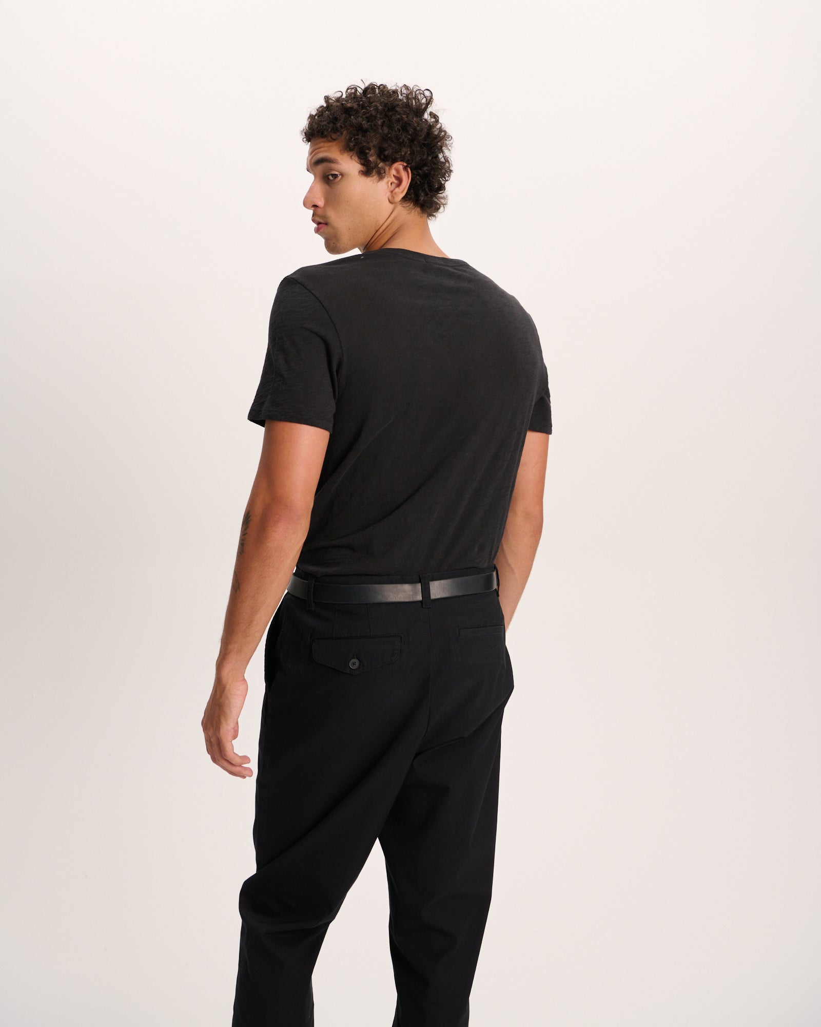 Slub Jersey V-Neck Tee - Black
