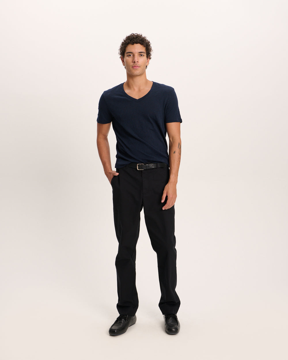 Slub Jersey V-Neck Tee - Midnight