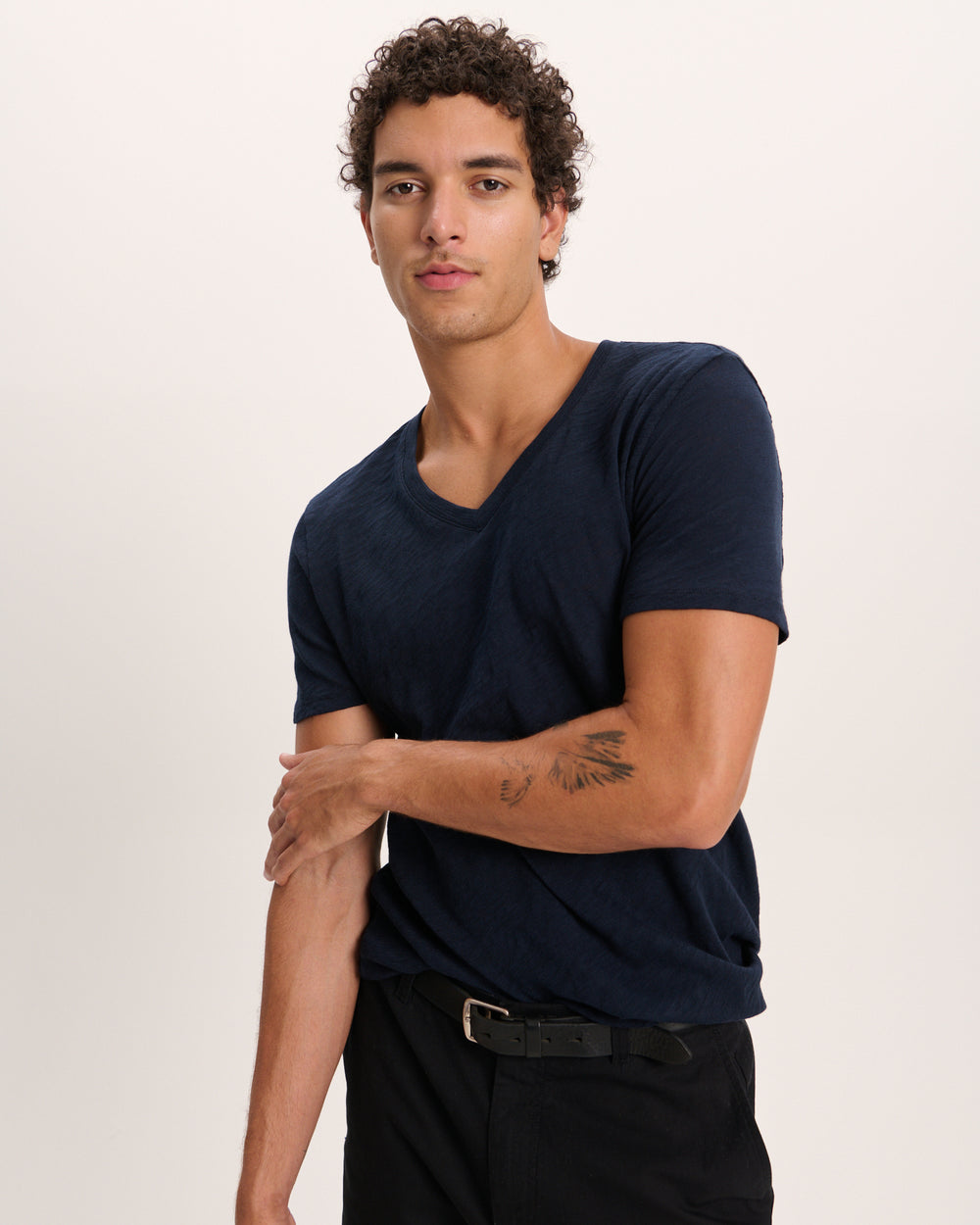 Slub Jersey V-Neck Tee - Midnight