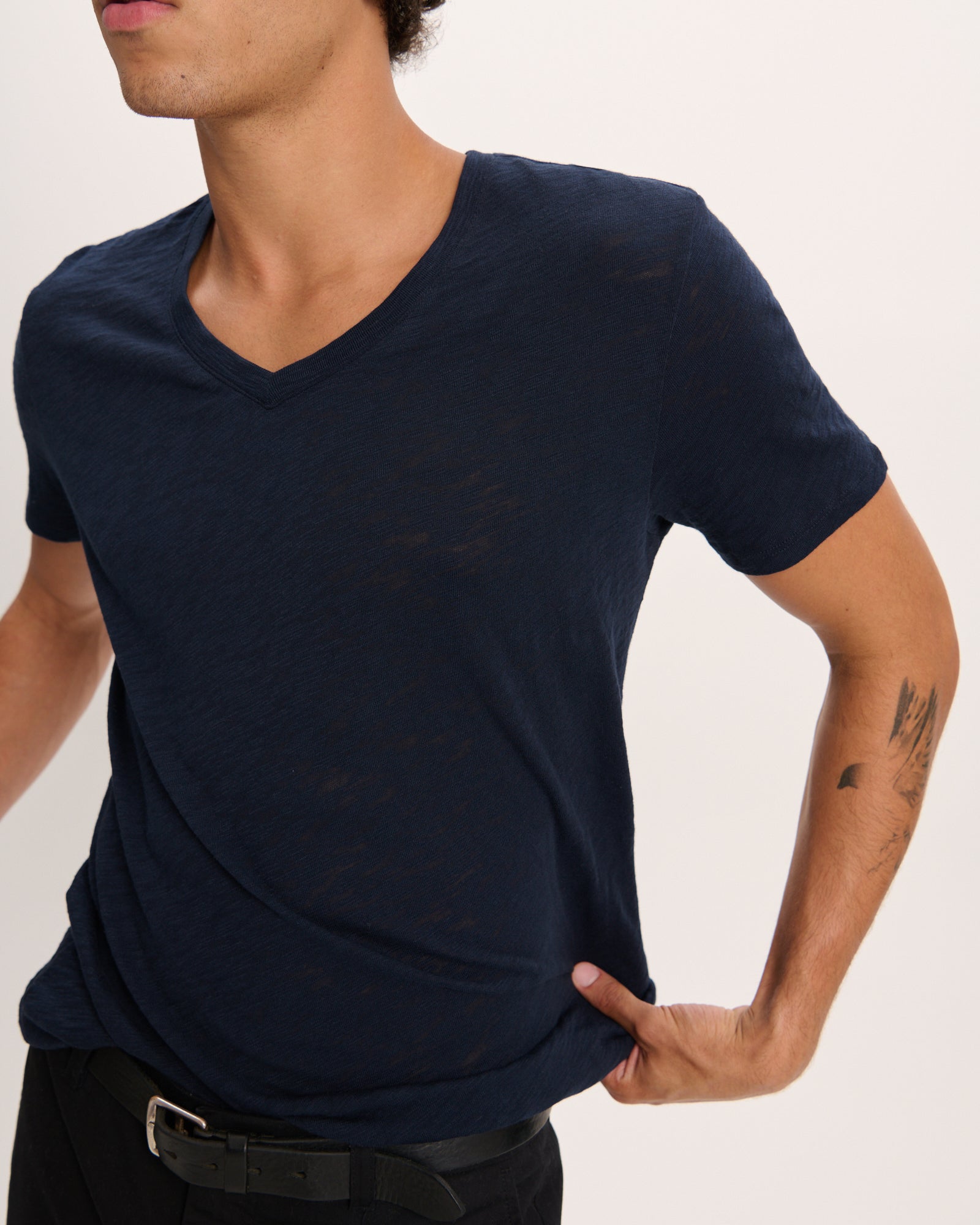 Slub Jersey V-Neck Tee - Midnight