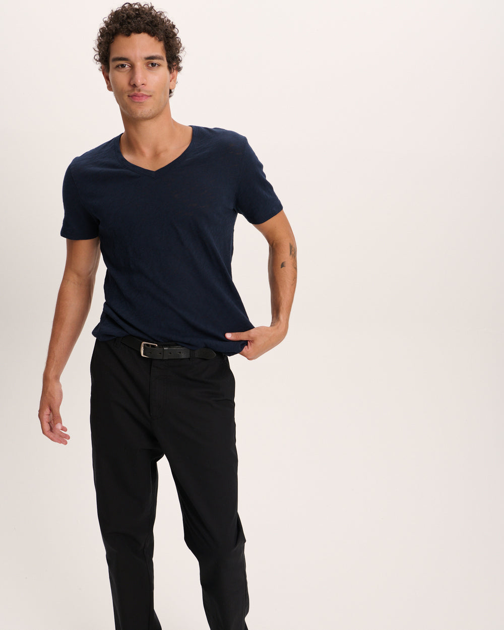 Slub Jersey V-Neck Tee - Midnight