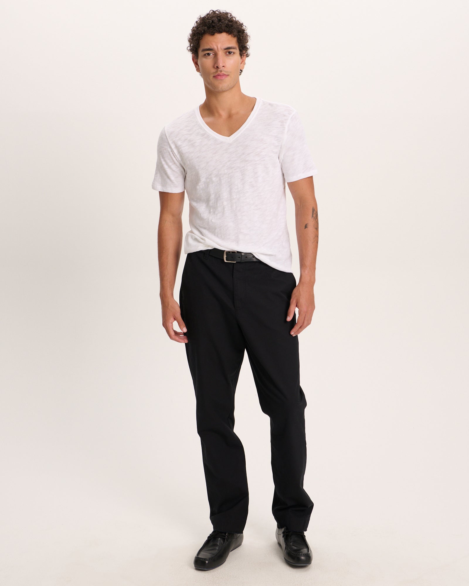 Slub Jersey V-Neck Tee - White