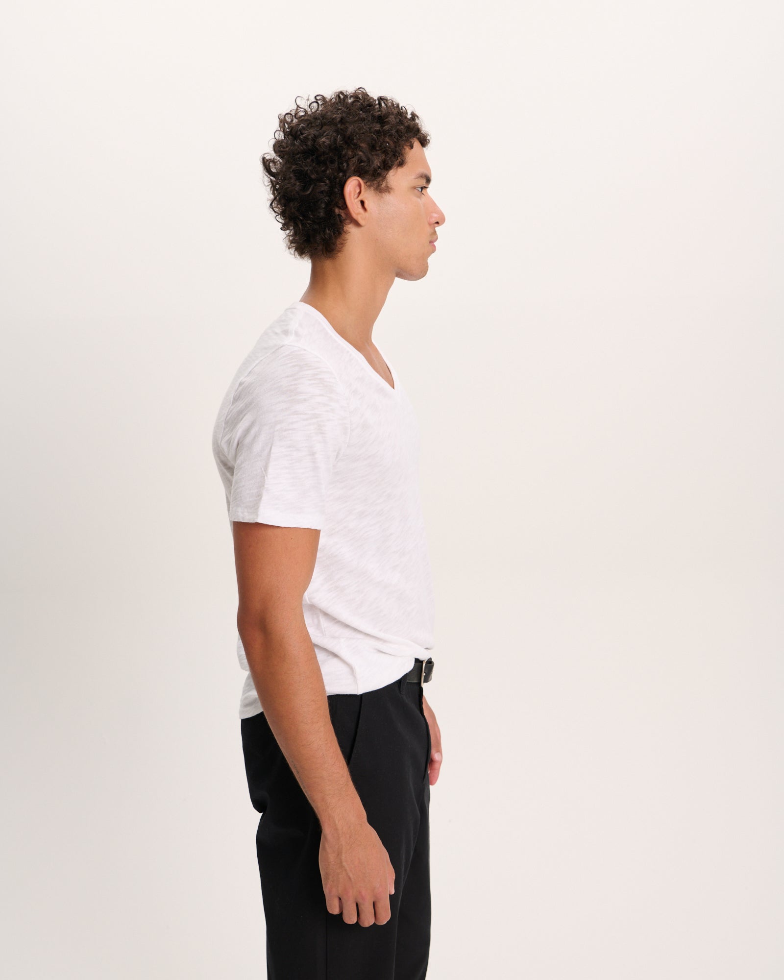 Slub Jersey V-Neck Tee - White