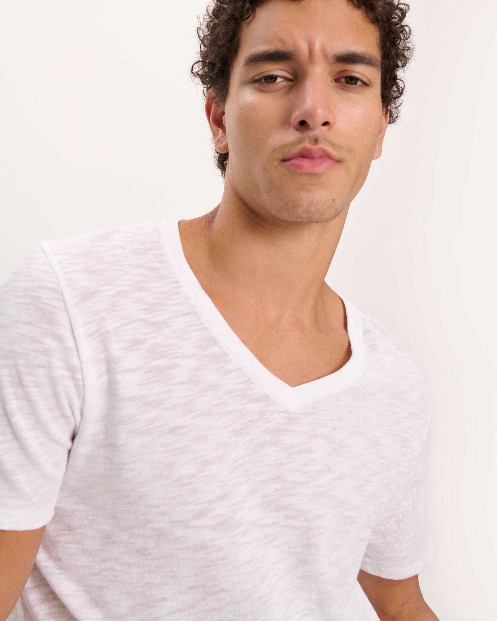 Slub Jersey V-Neck Tee - White
