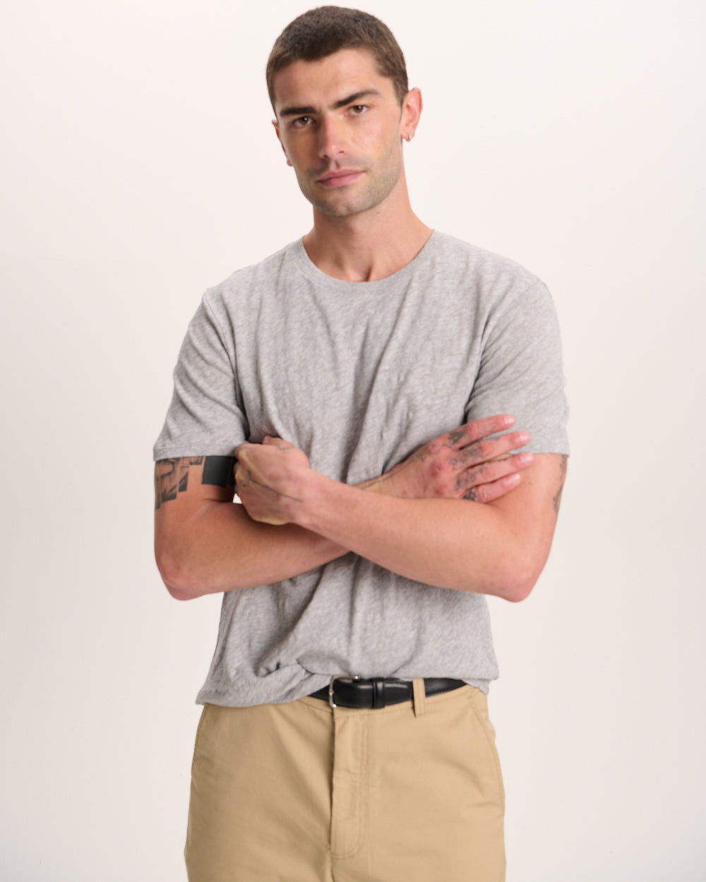 Slub Jersey Crew Neck Tee -  Heather Grey