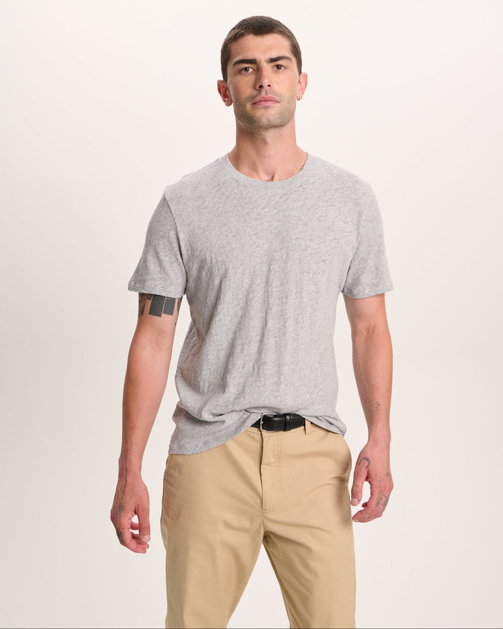 Slub Jersey Crew Neck Tee -  Heather Grey
