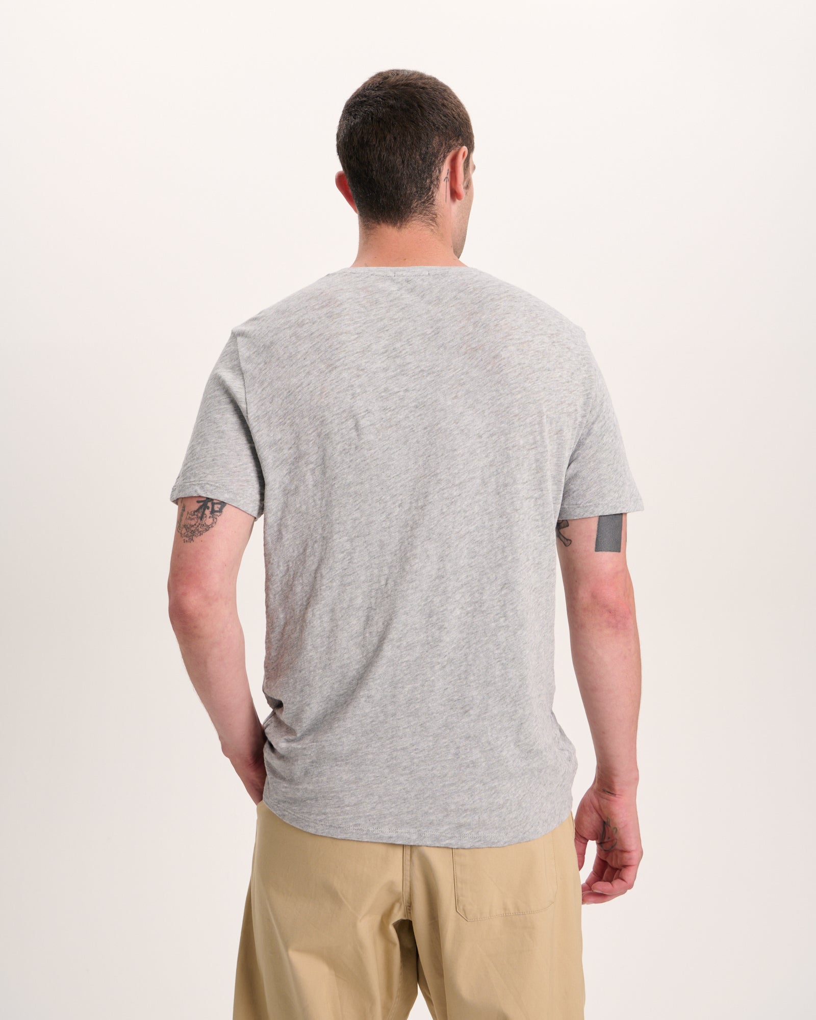 Slub Jersey V-Neck Tee - Heather Grey