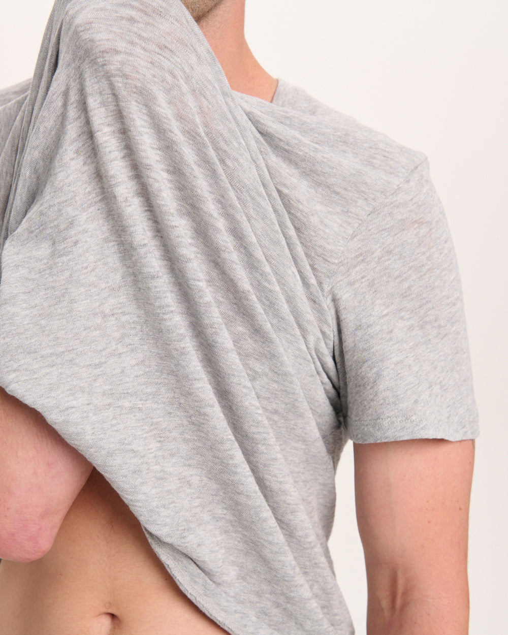 Slub Jersey V-Neck Tee - Heather Grey