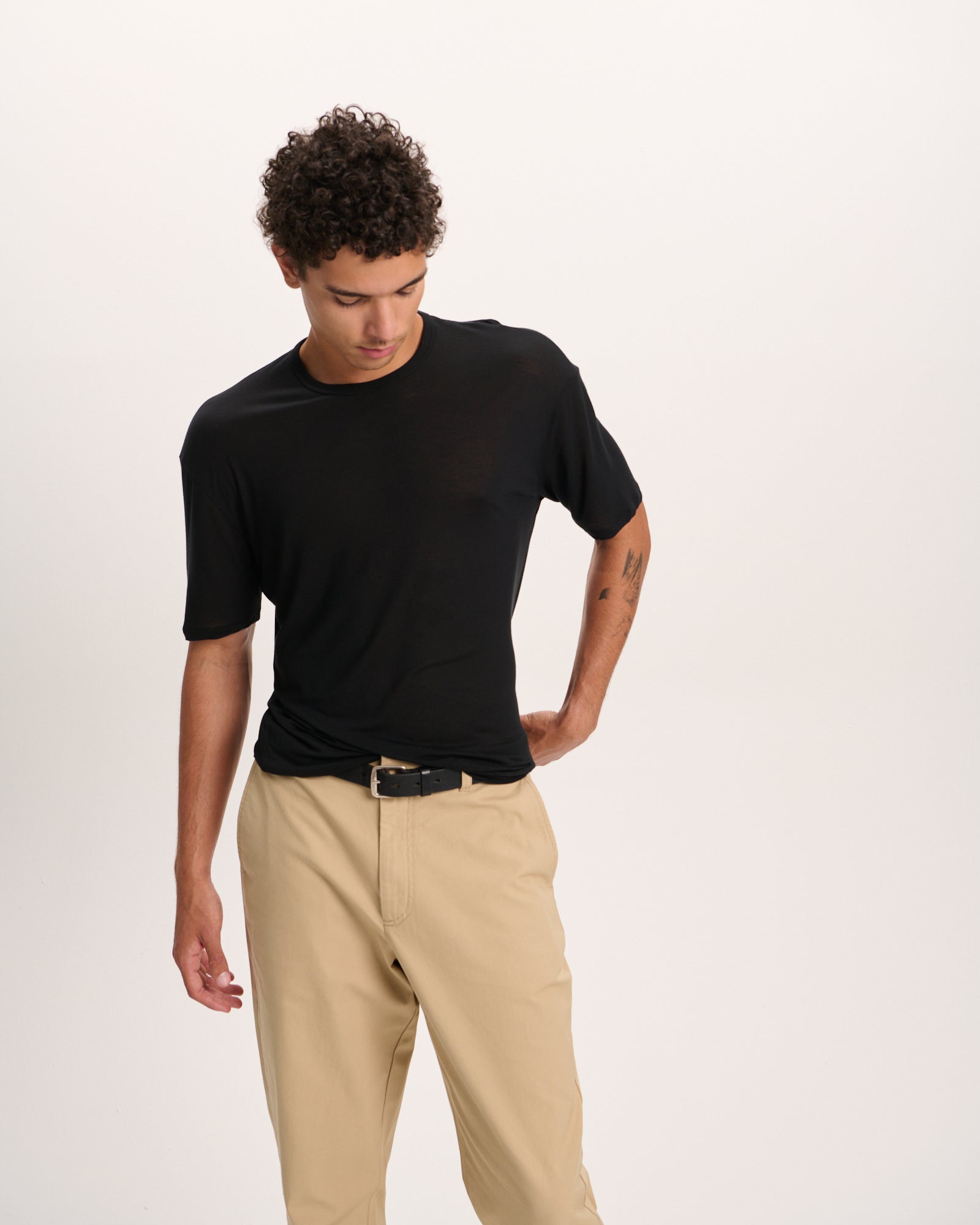 Modal Jersey Crew Neck Tee - Black