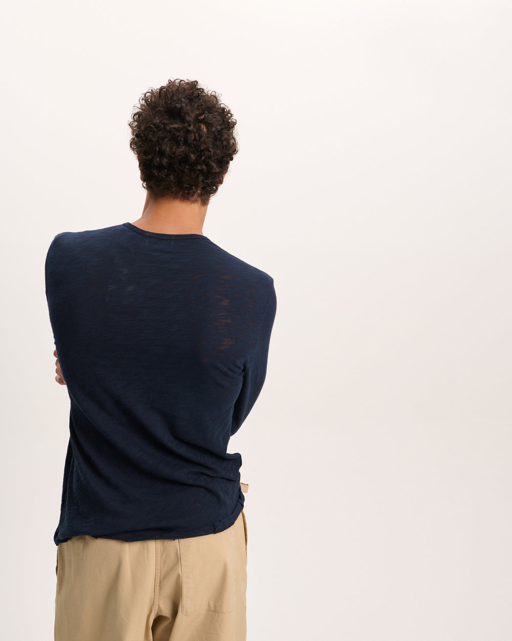 Slub Jersey Destroyed Wash Henley - Midnight