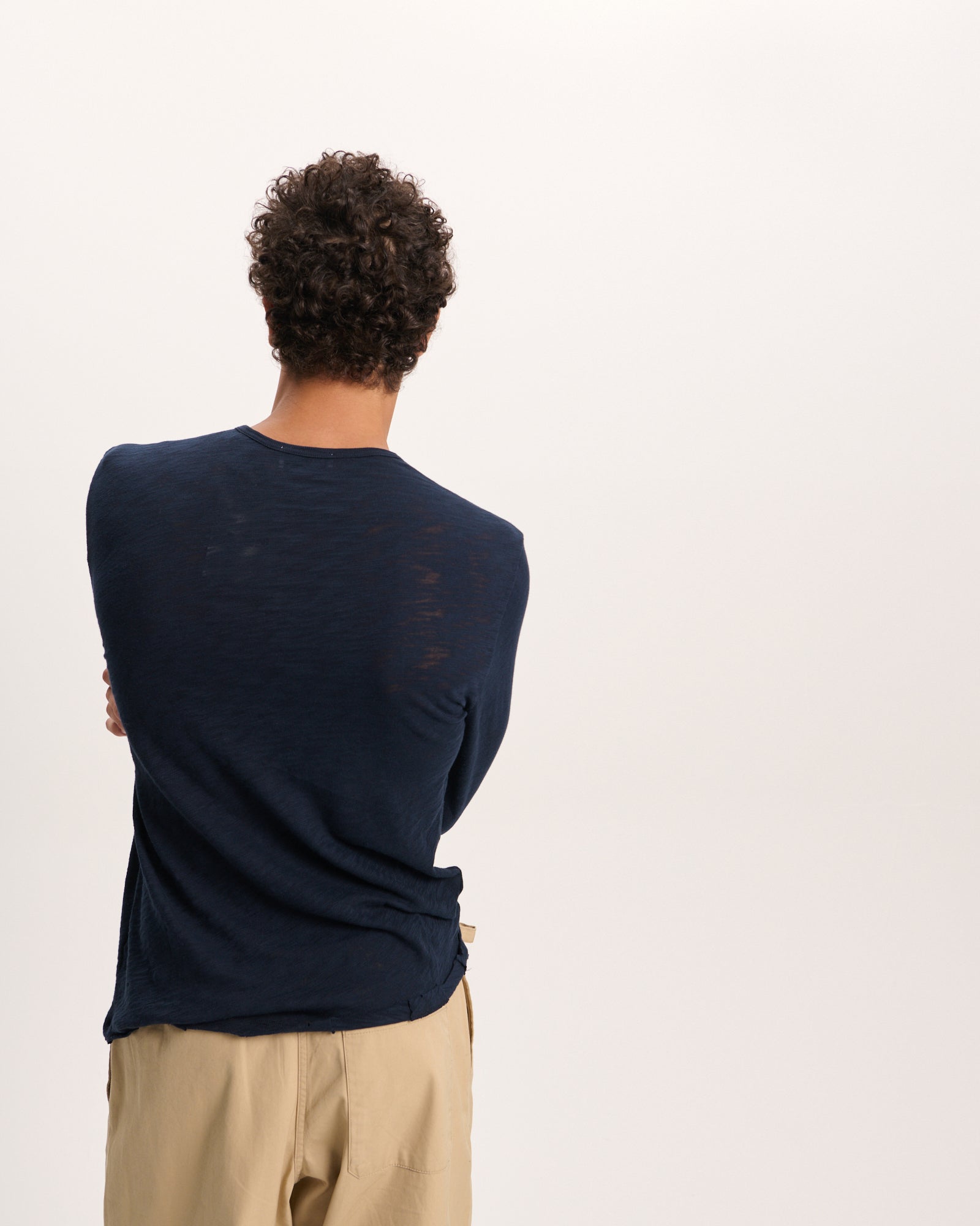 Slub Jersey Destroyed Wash Henley - Midnight