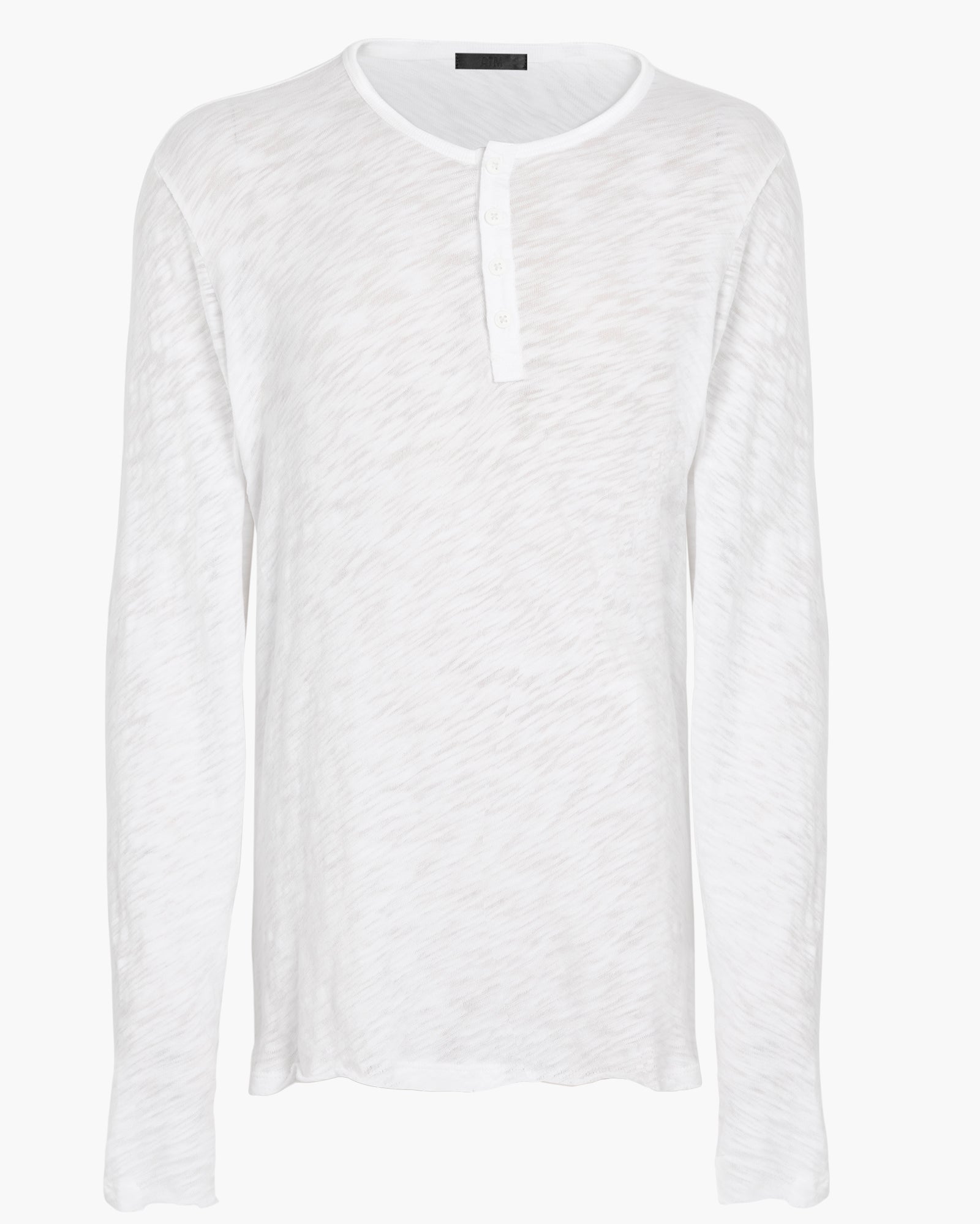 Slub Jersey Destroyed Wash Henley - White