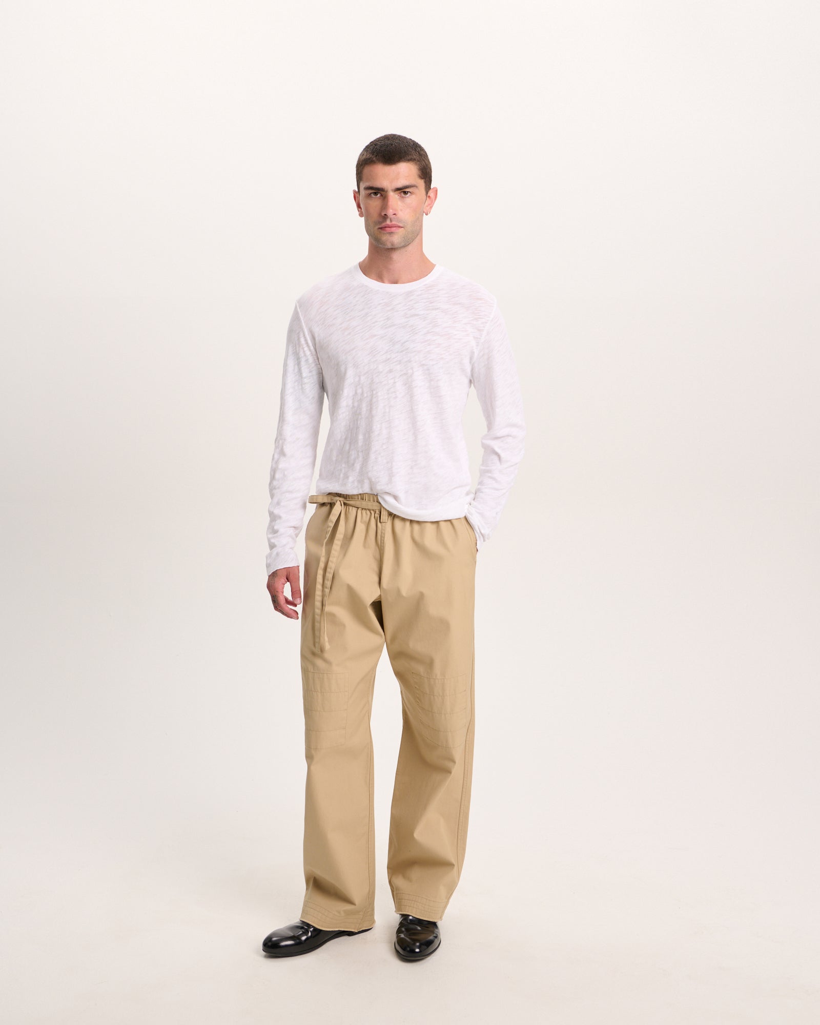 Slub Jersey Long Sleeve Destroyed Wash Tee - White – ATM Anthony