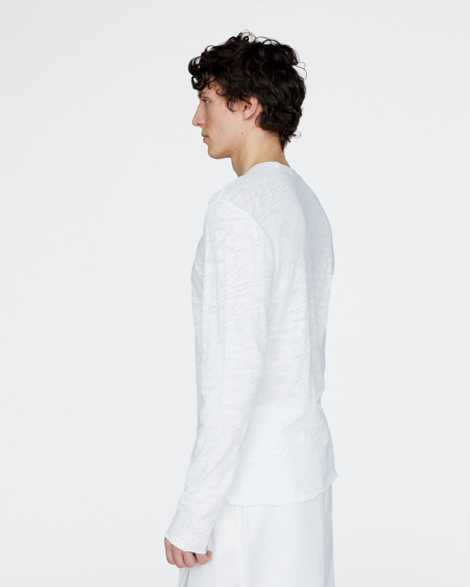 Slub Jersey Long Sleeve Destroyed Wash Tee - White – ATM Anthony