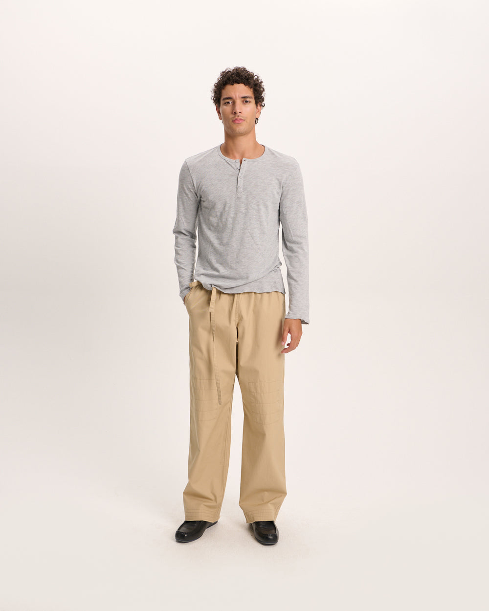 Slub Jersey Destroyed Wash Henley - Heather Grey