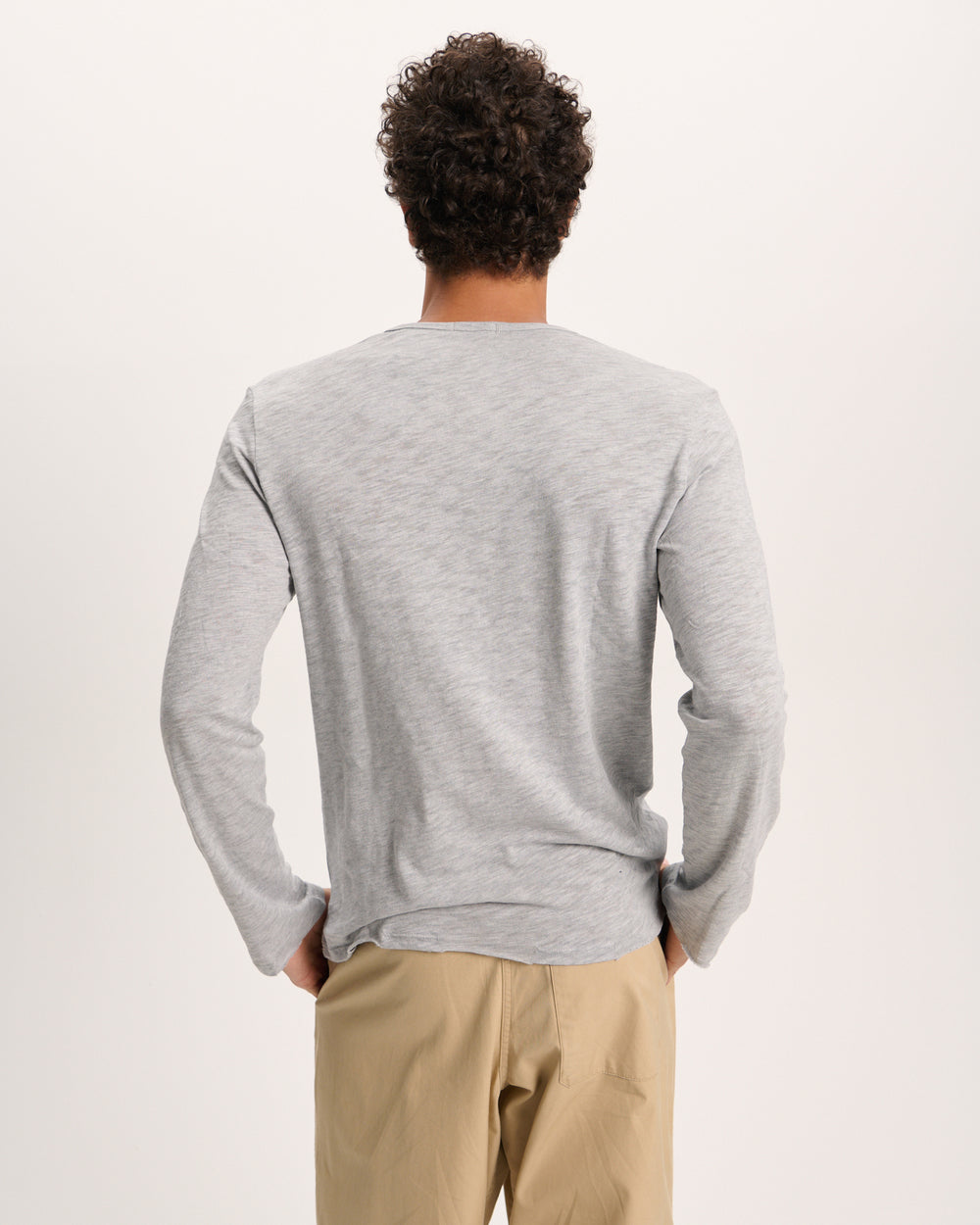 Slub Jersey Destroyed Wash Henley - Heather Grey