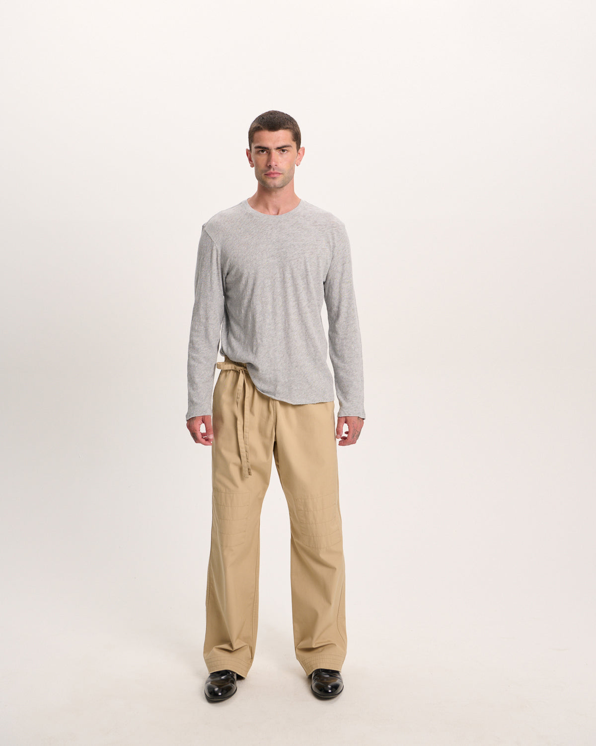 Slub Jersey Long Sleeve Destroyed Wash Tee - Heather Grey