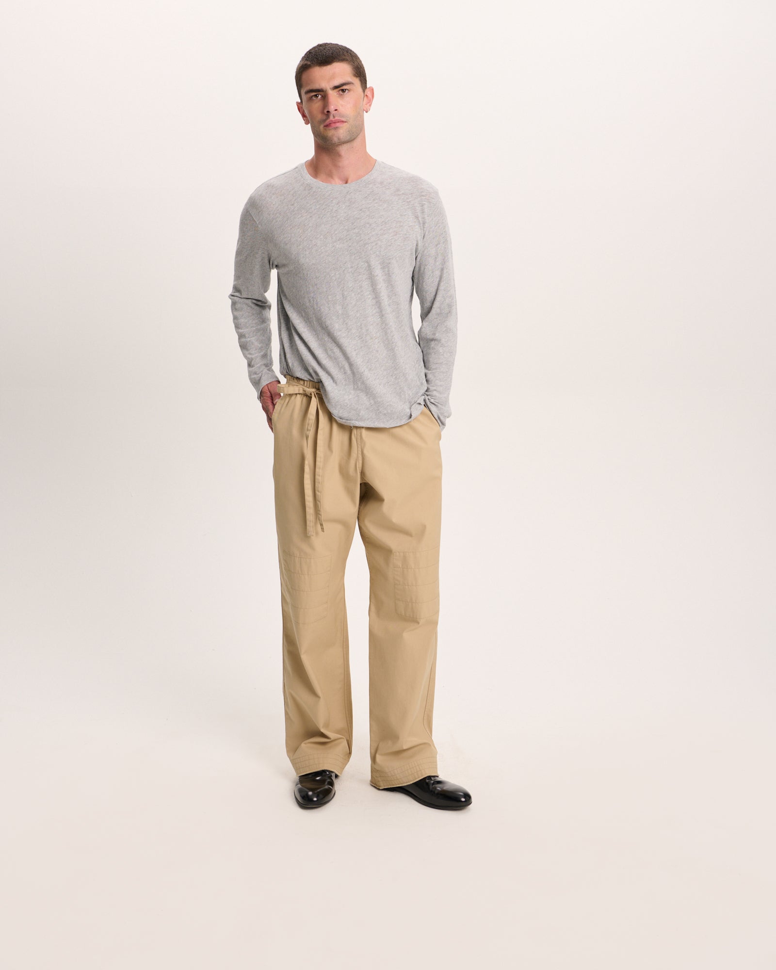 Slub Jersey Long Sleeve Destroyed Wash Tee - Heather Grey