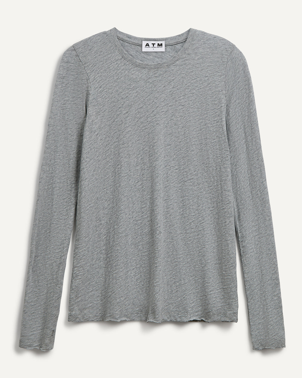 Slub Jersey Long Sleeve Destroyed Wash Tee - Heather Grey
