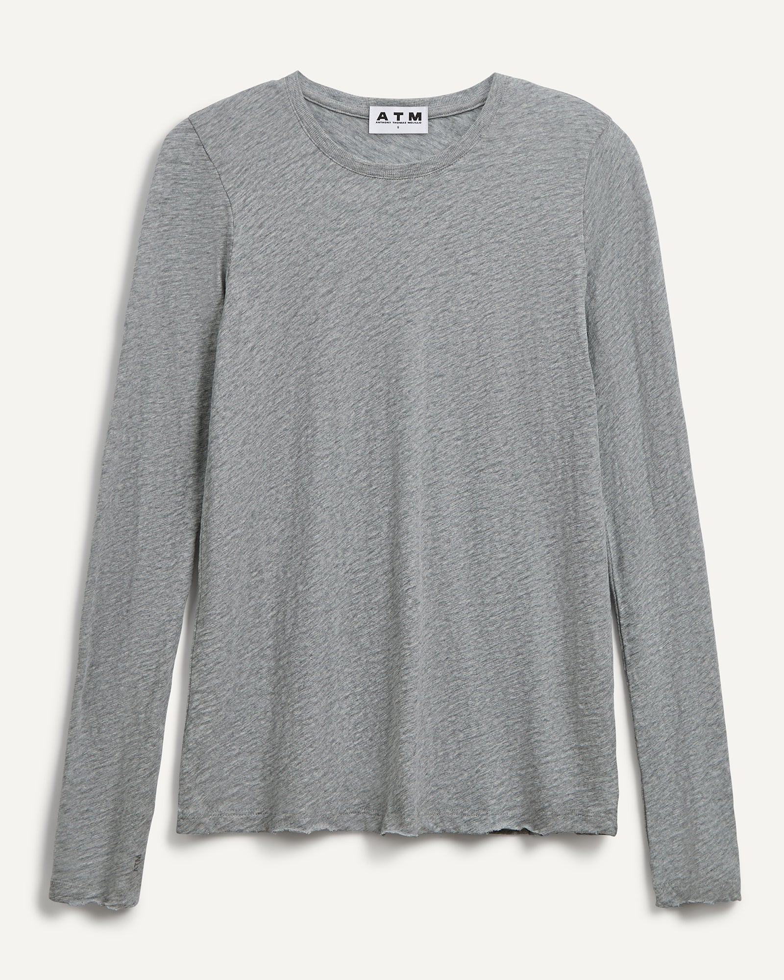 Slub Jersey Long Sleeve Destroyed Wash Tee - Heather Grey