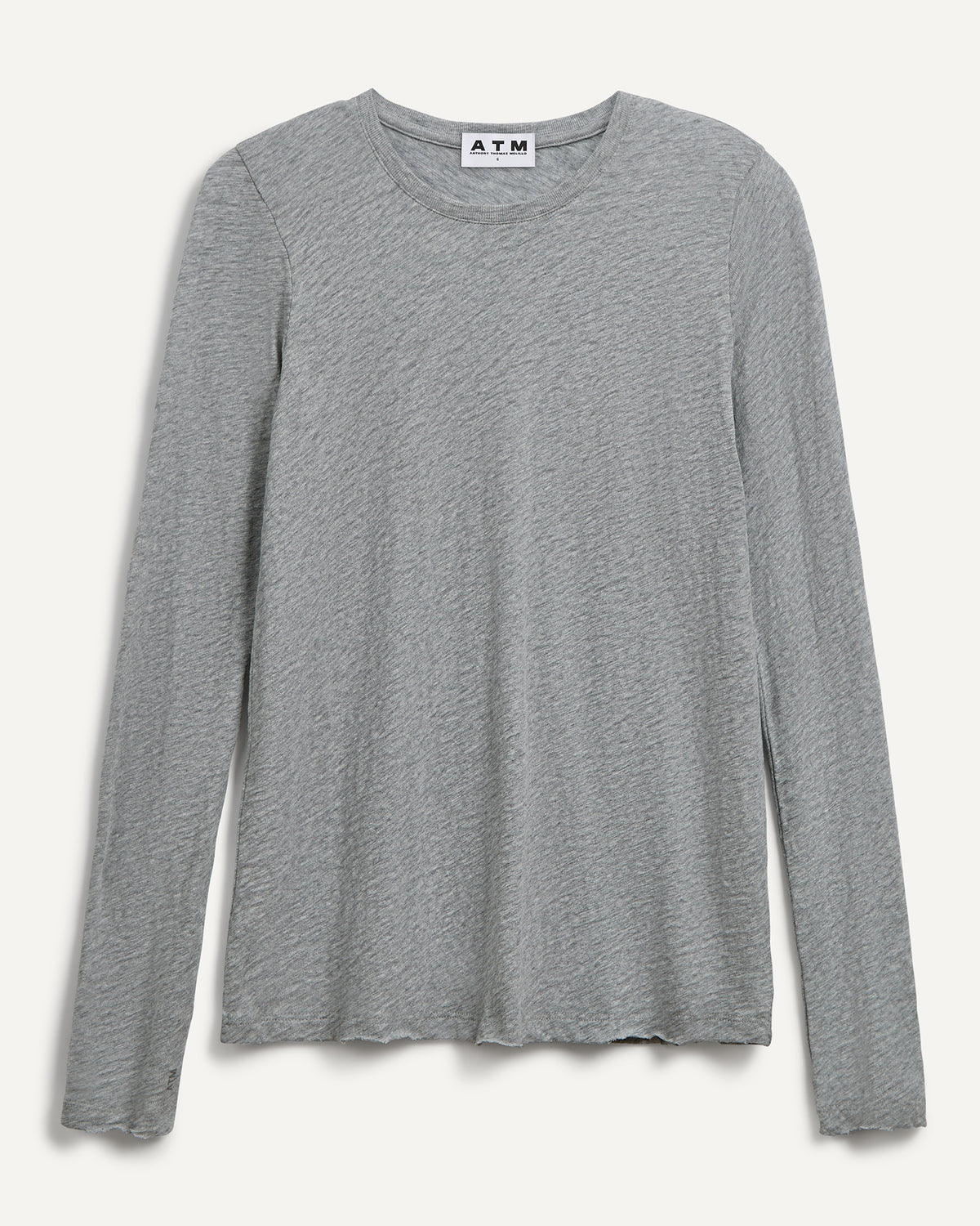 Slub Jersey Long Sleeve Destroyed Wash Tee - Heather Grey
