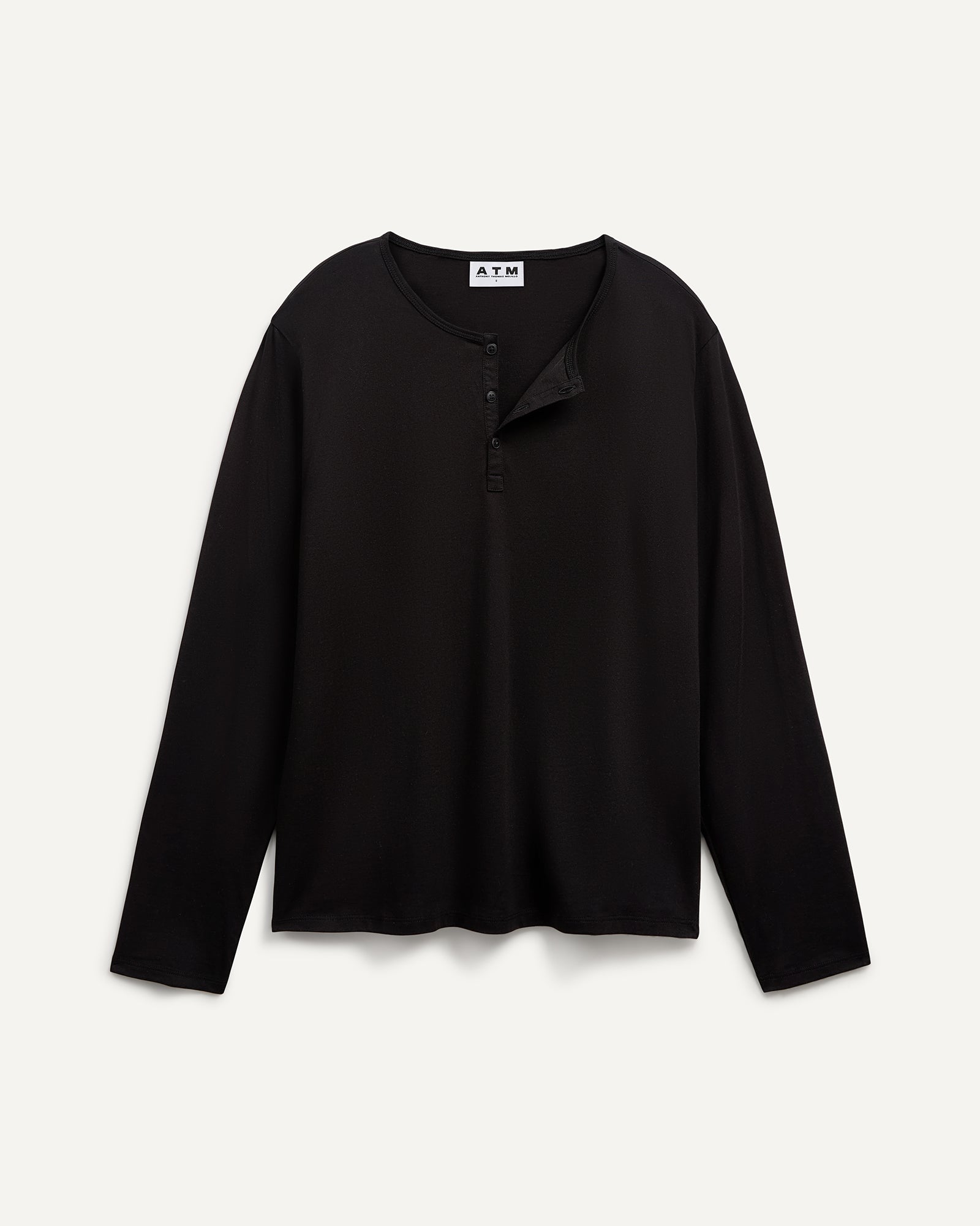 Classic Jersey Long Sleeve Henley - Black