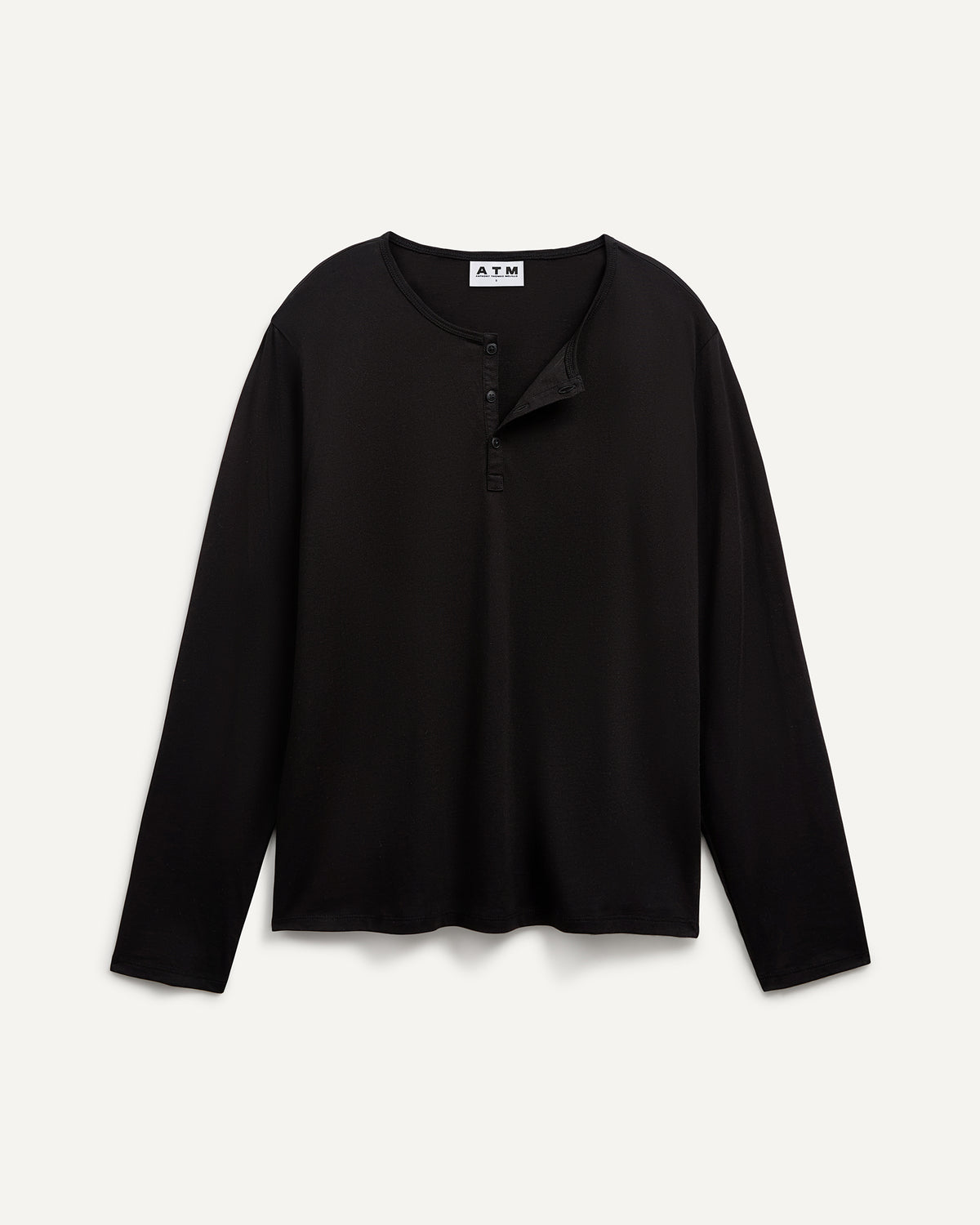 Classic Jersey Long Sleeve Henley - Black