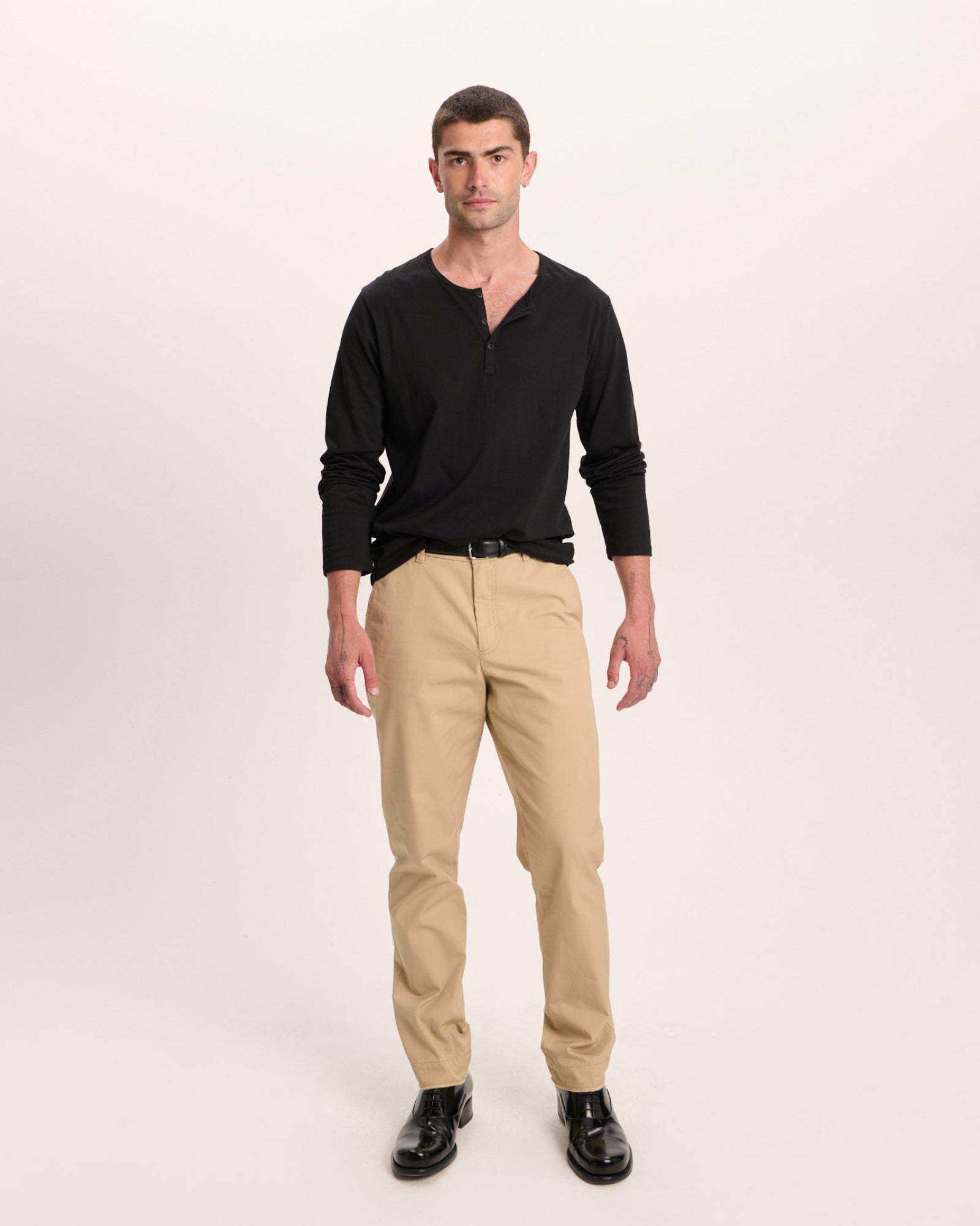 Classic Jersey Long Sleeve Henley - Black
