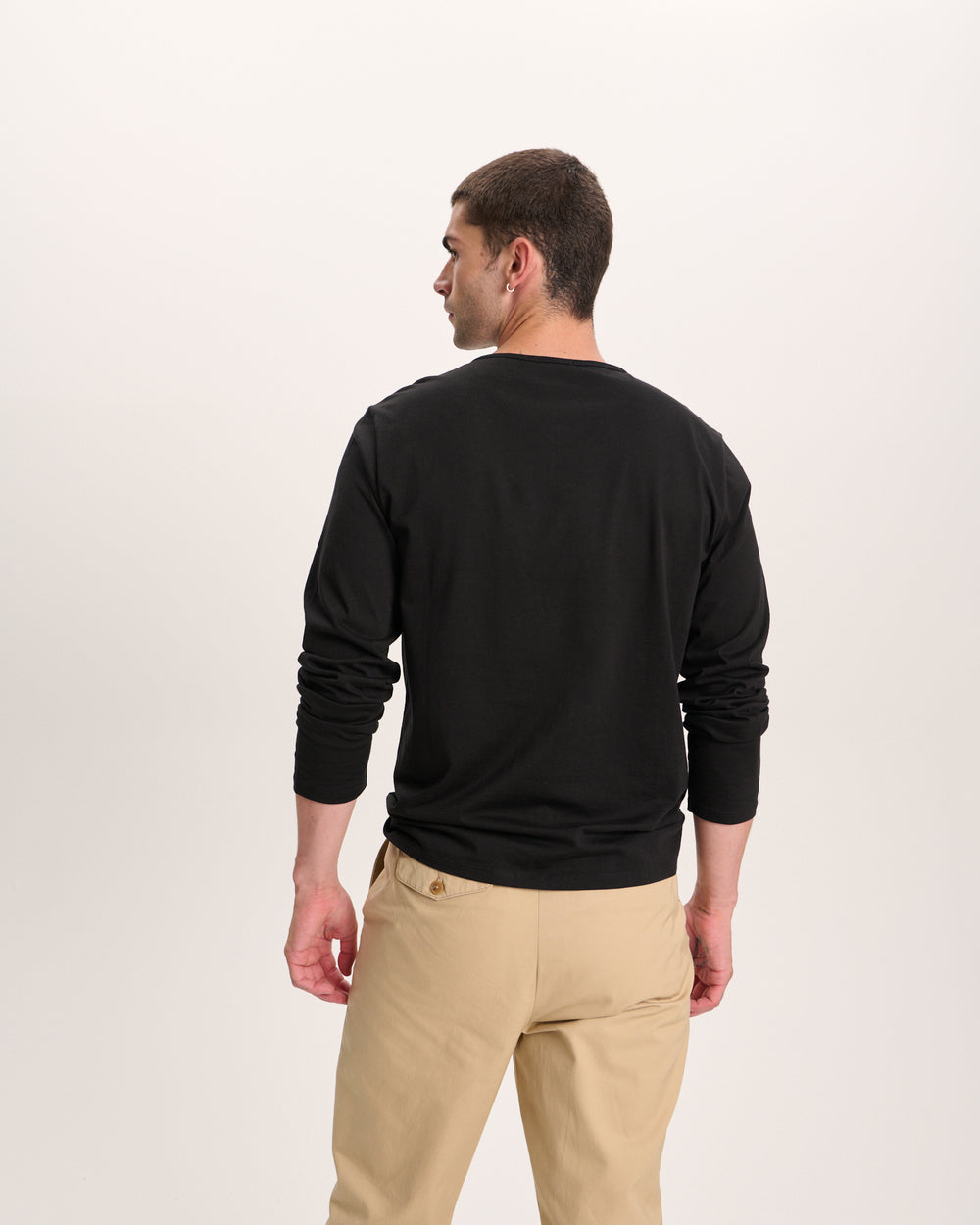 Classic Jersey Long Sleeve Henley - Black