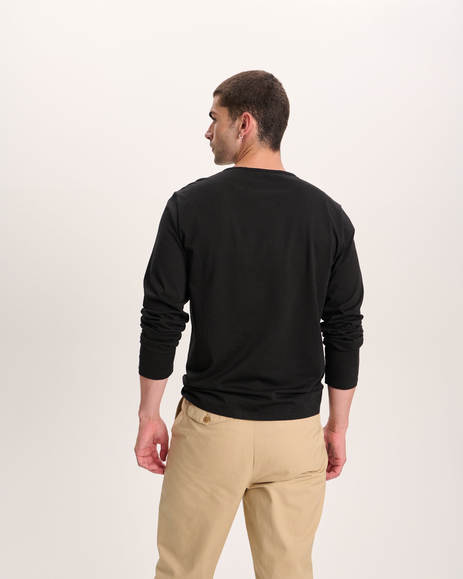 Classic Jersey Long Sleeve Henley - Black