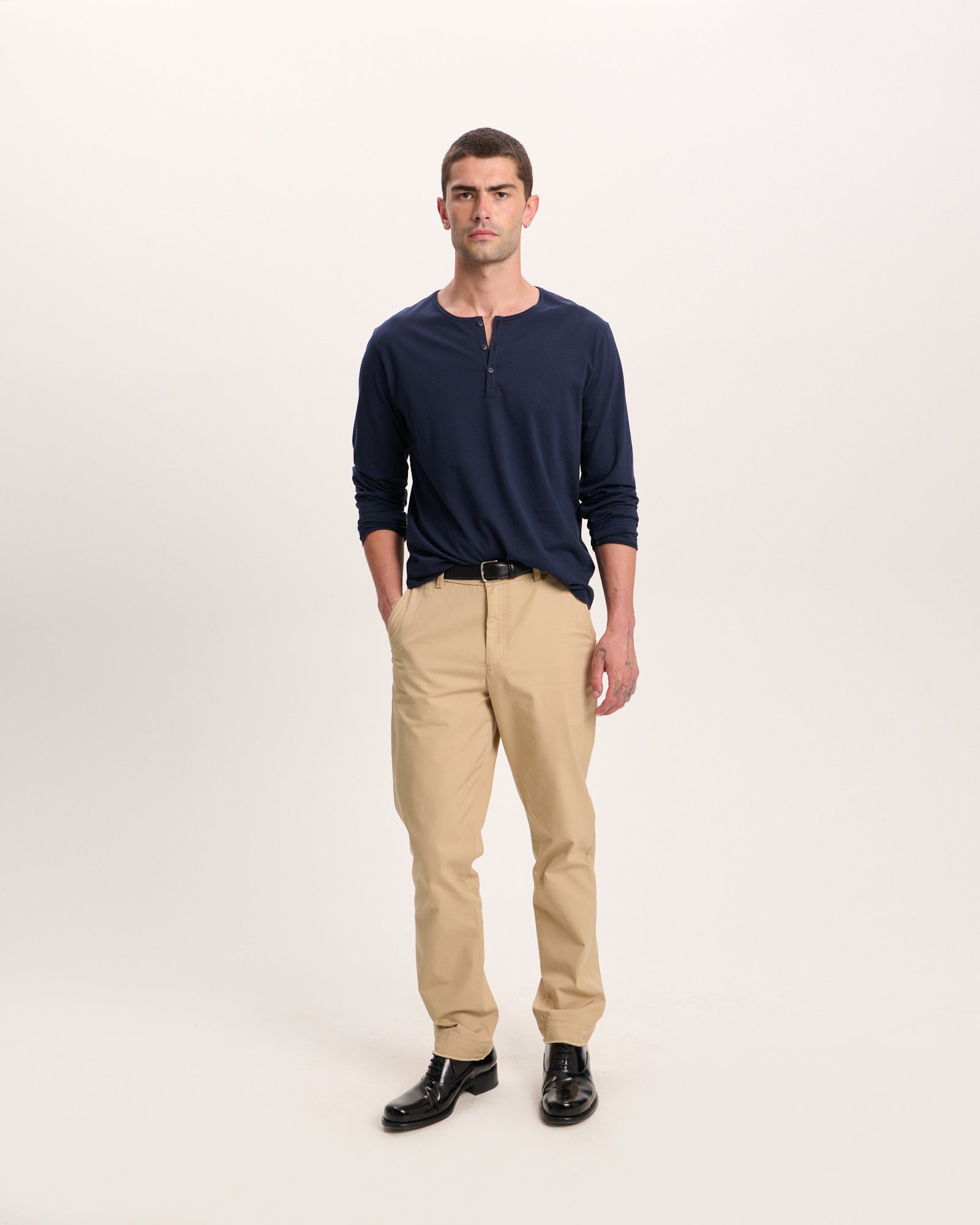 Classic Jersey Long Sleeve Henley - Midnight