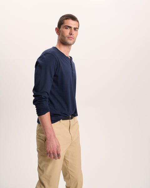 Classic Jersey Long Sleeve Henley - Midnight – ATM Anthony Thomas