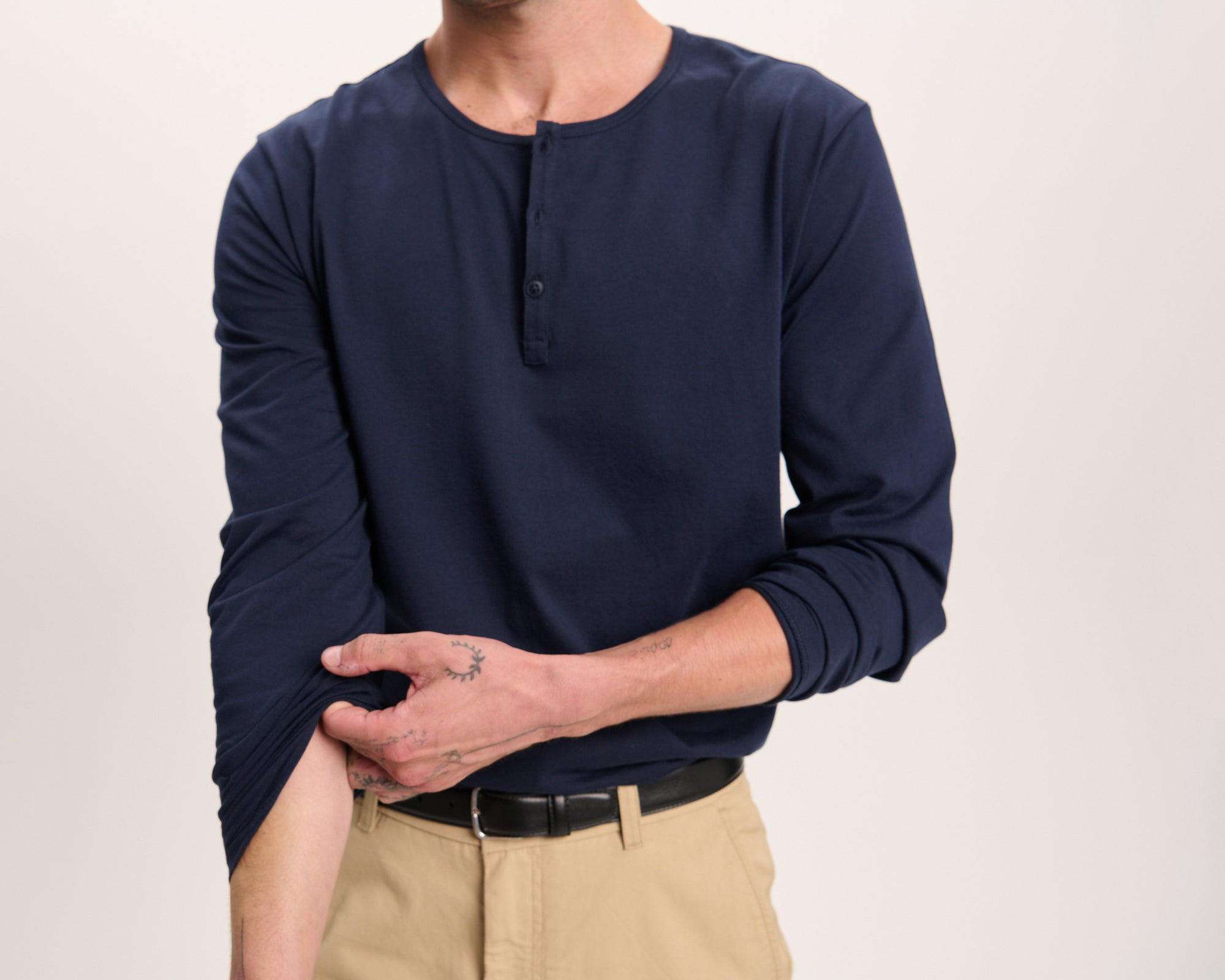 Classic Jersey Long Sleeve Henley - Midnight