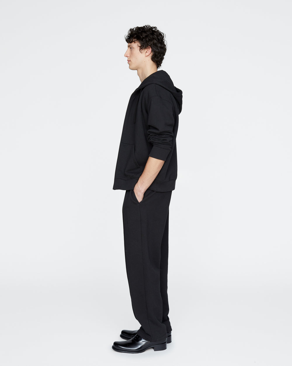 French Terry Straight Leg Sweatpants - Black