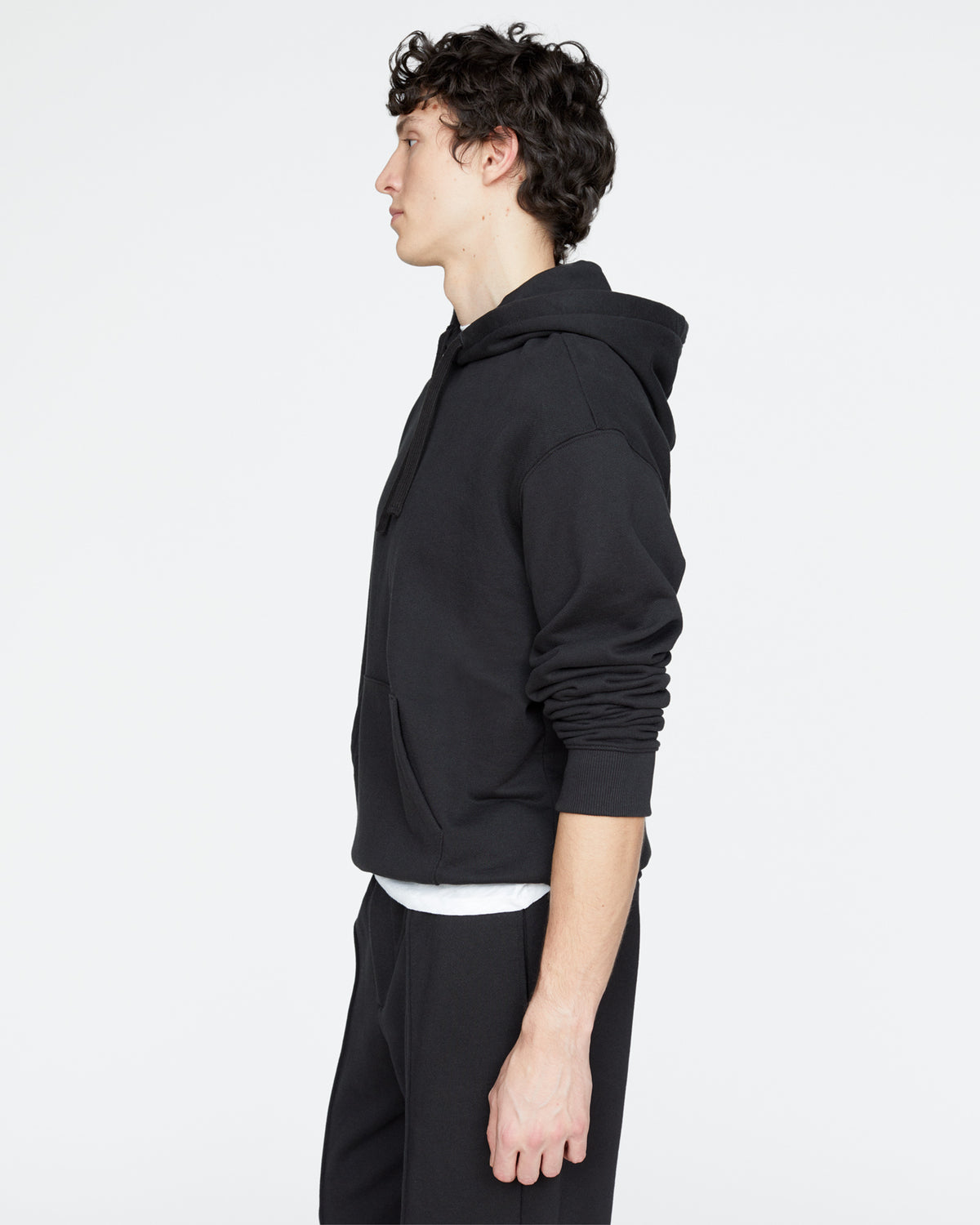 French Terry Pullover Hoodie - Black