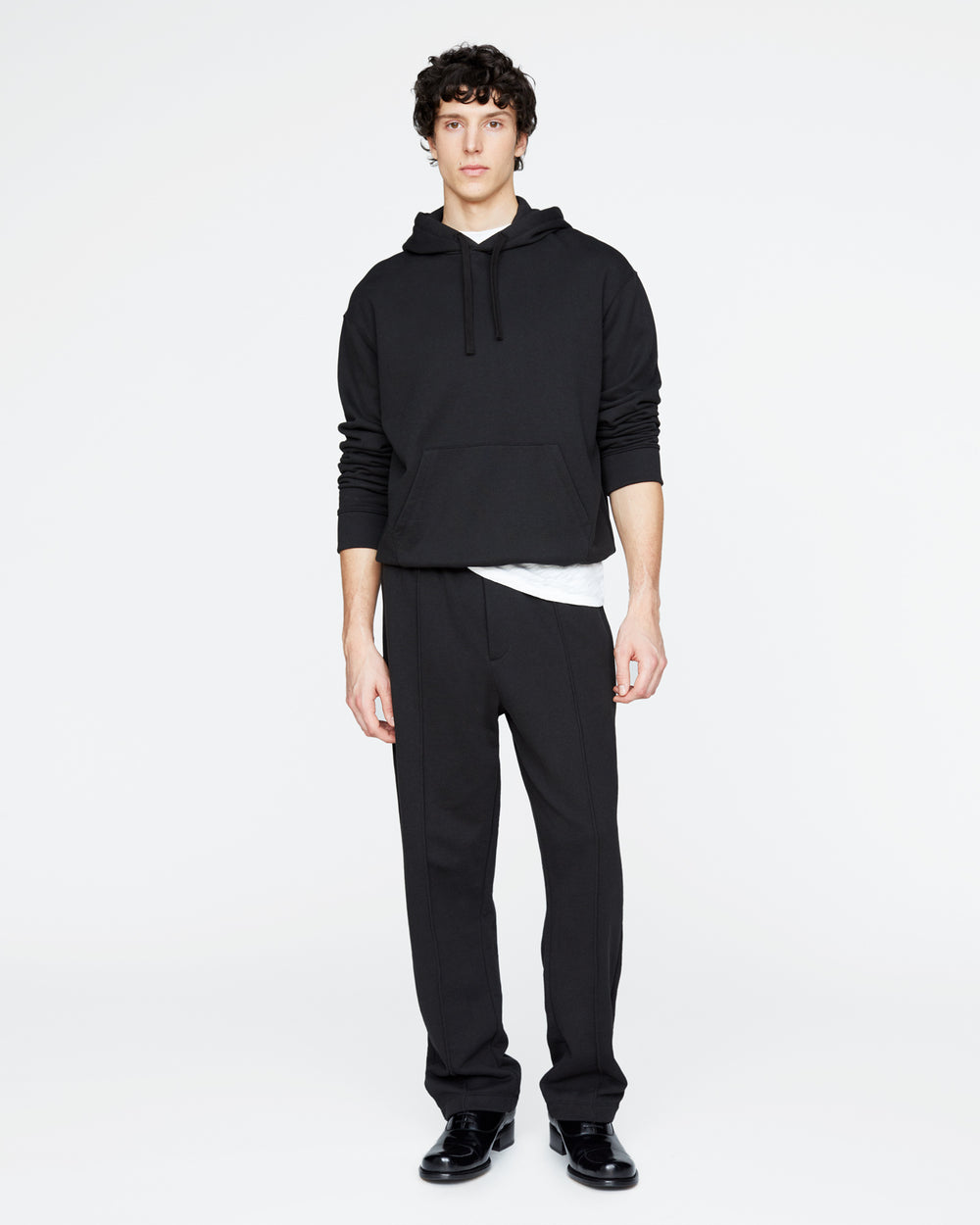 French Terry Straight Leg Sweatpants - Black