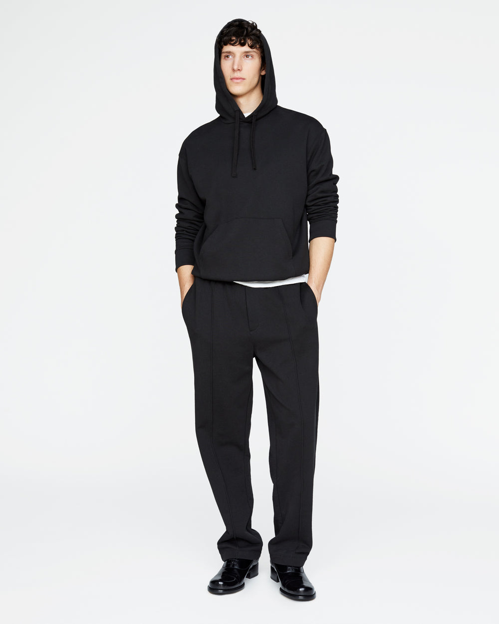 French Terry Straight Leg Sweatpants - Black