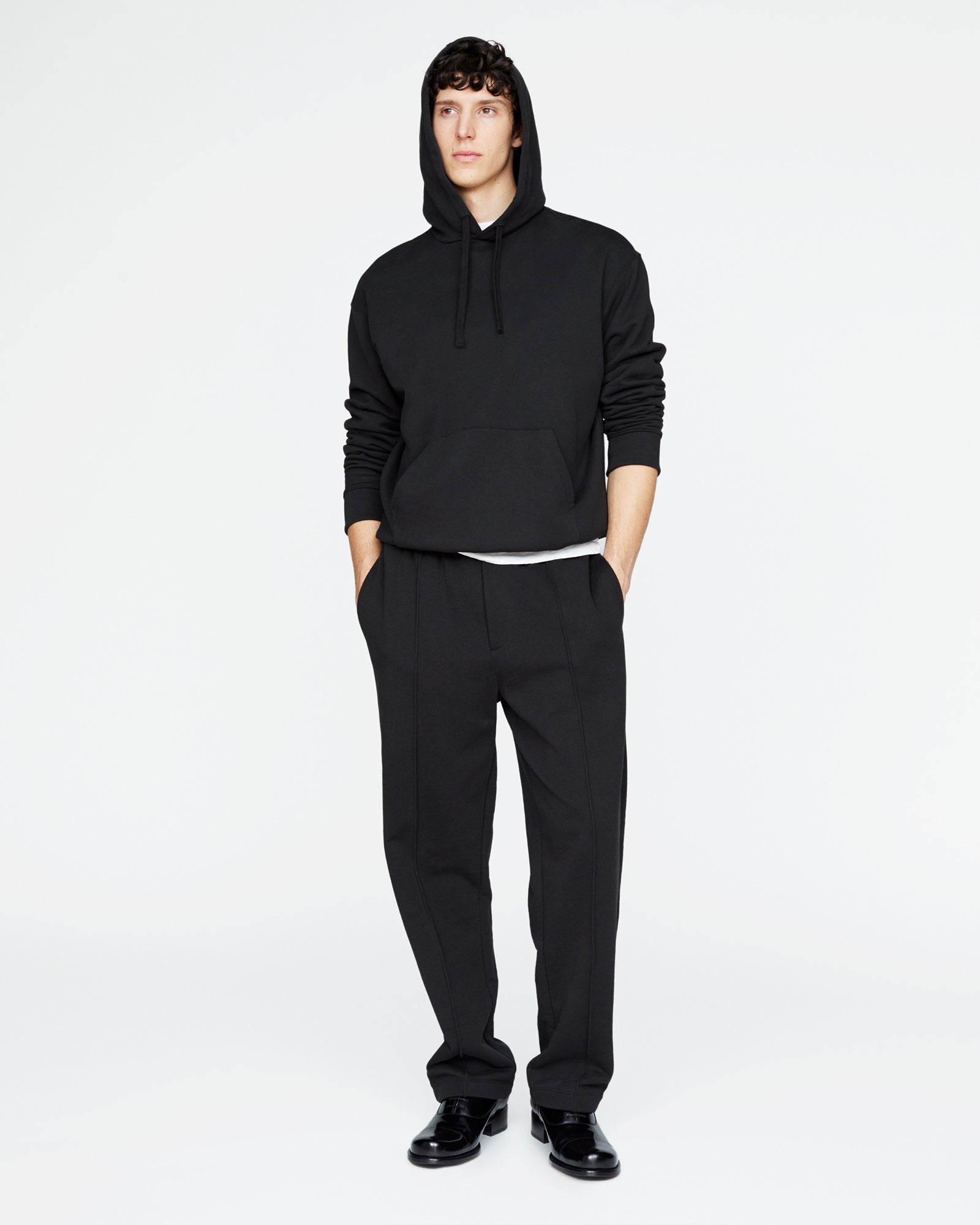 French Terry Straight Leg Sweatpants - Black