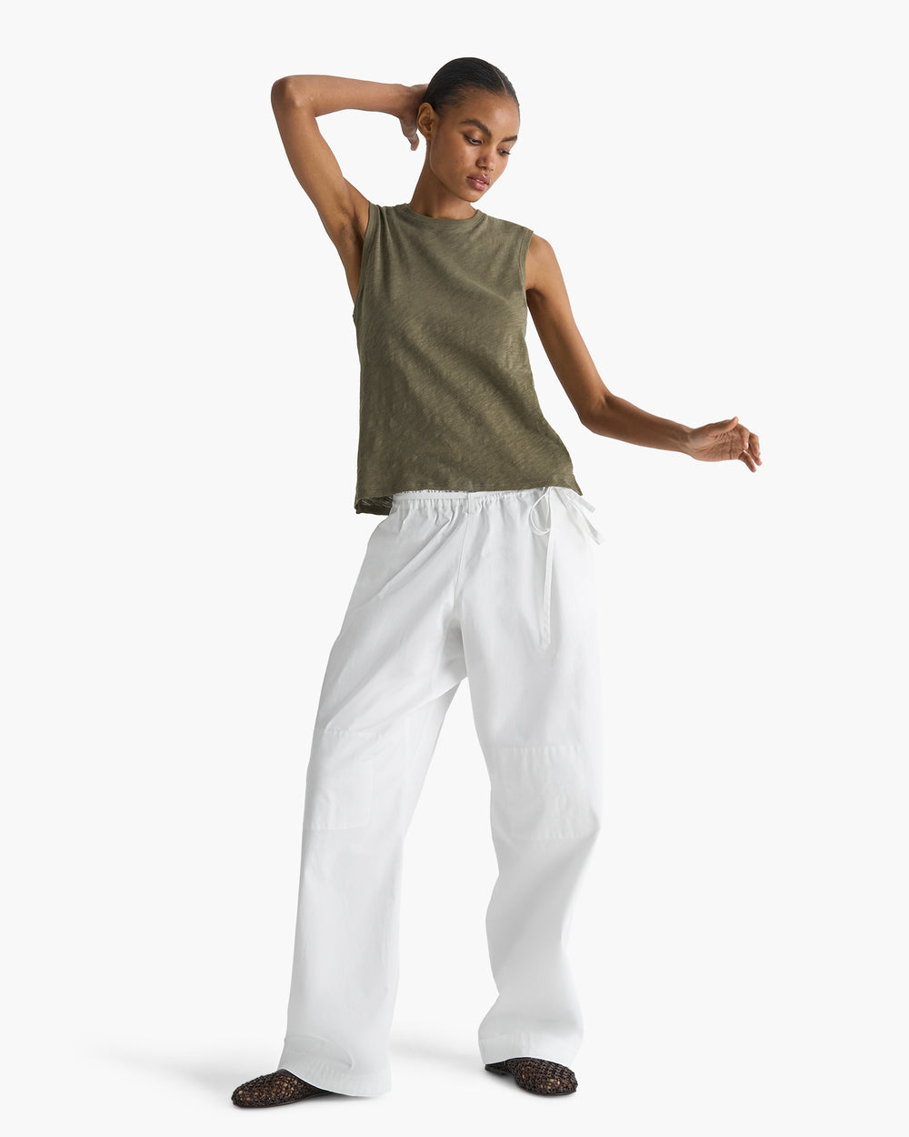 Slub Jersey Sleeveless Schoolboy Tee - Army