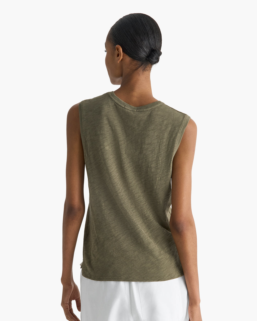 Slub Jersey Sleeveless Schoolboy Tee - Army