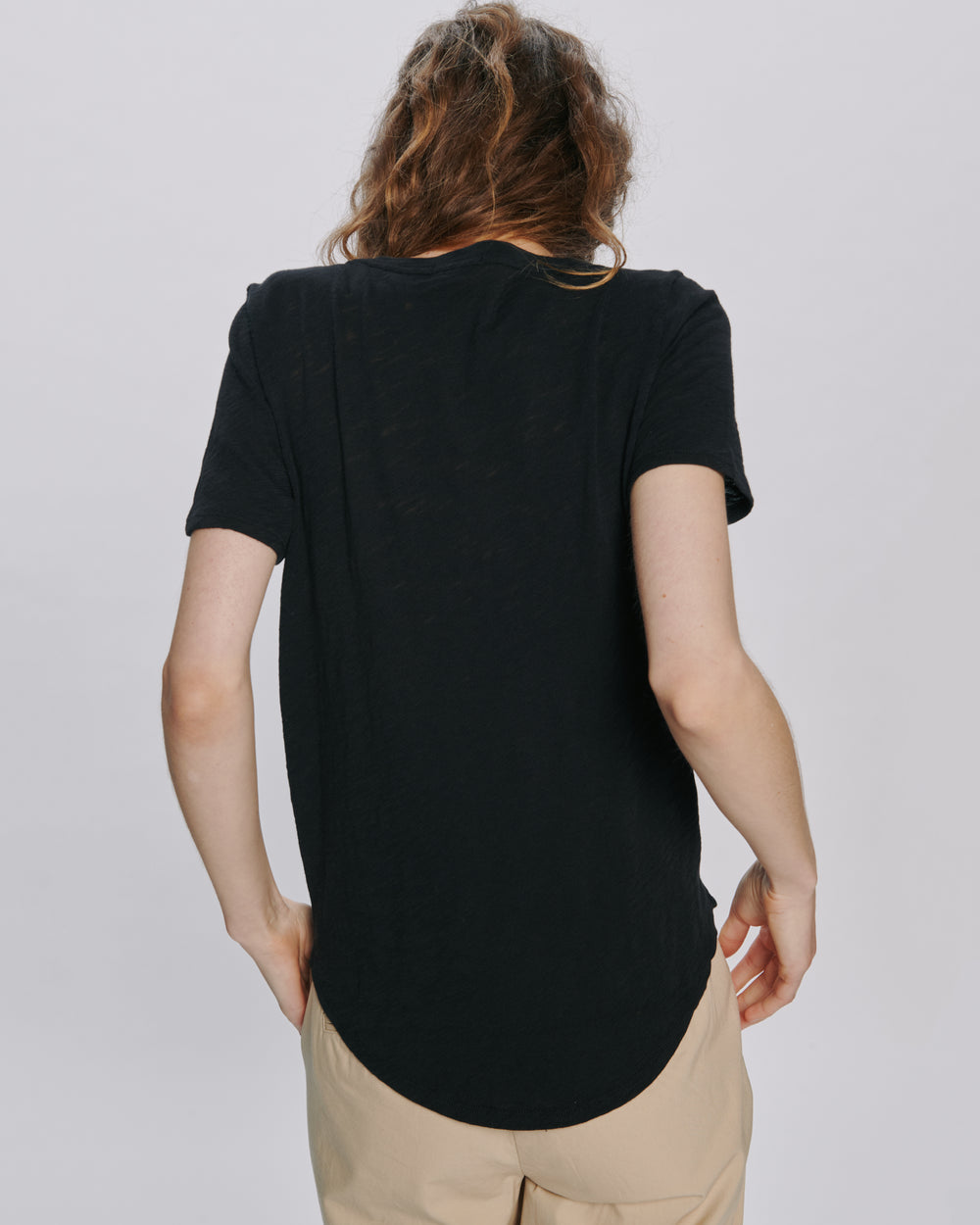 Slub Jersey Classic V-Neck Tee - Black