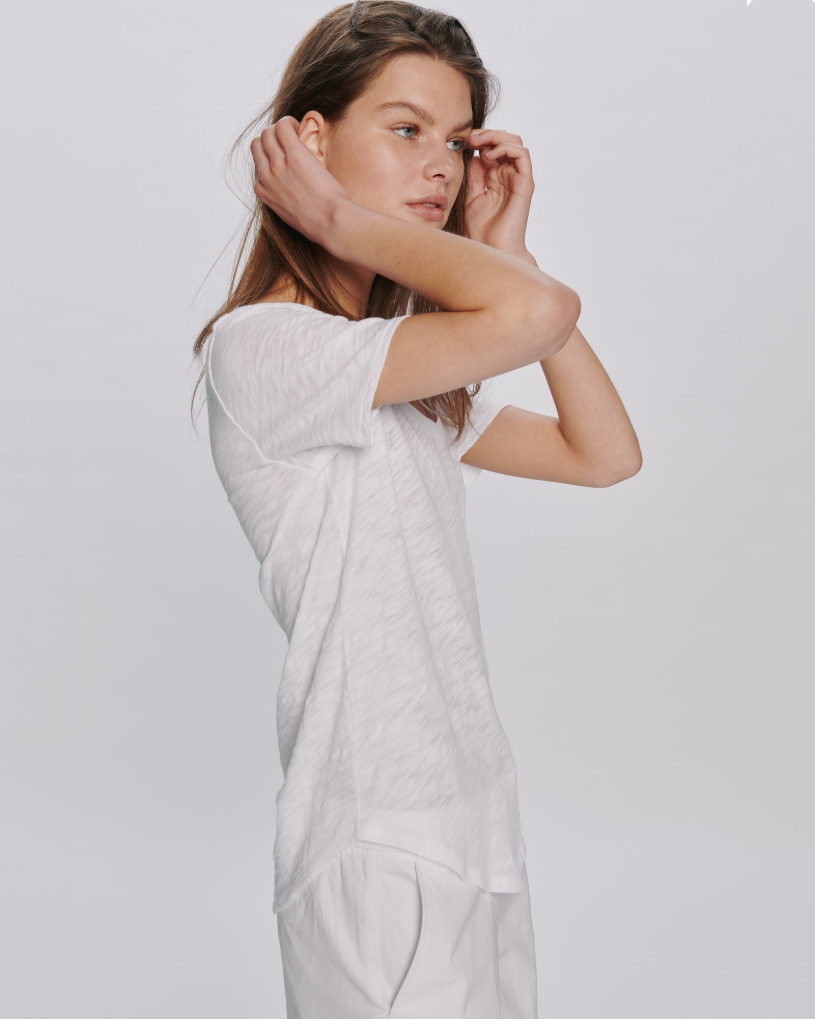 Slub Jersey Classic V-Neck Tee - White