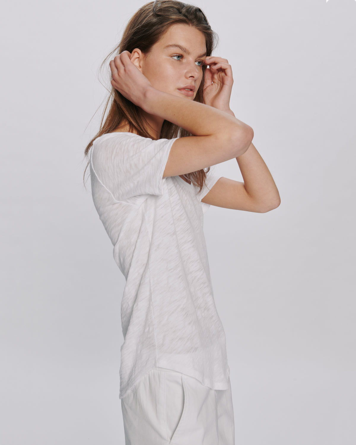 Slub Jersey Classic V-Neck Tee - White